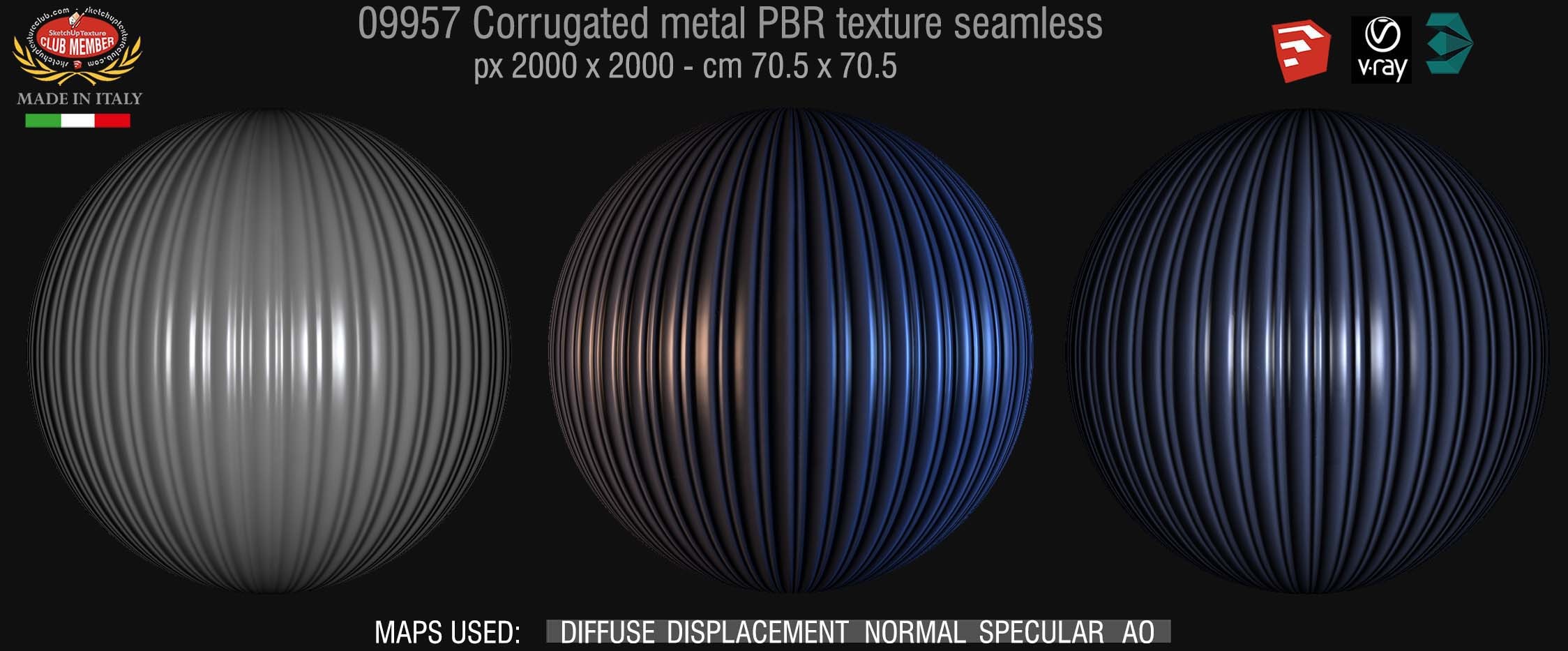 09957 Corrugated metal PBR texture seamless DEMO