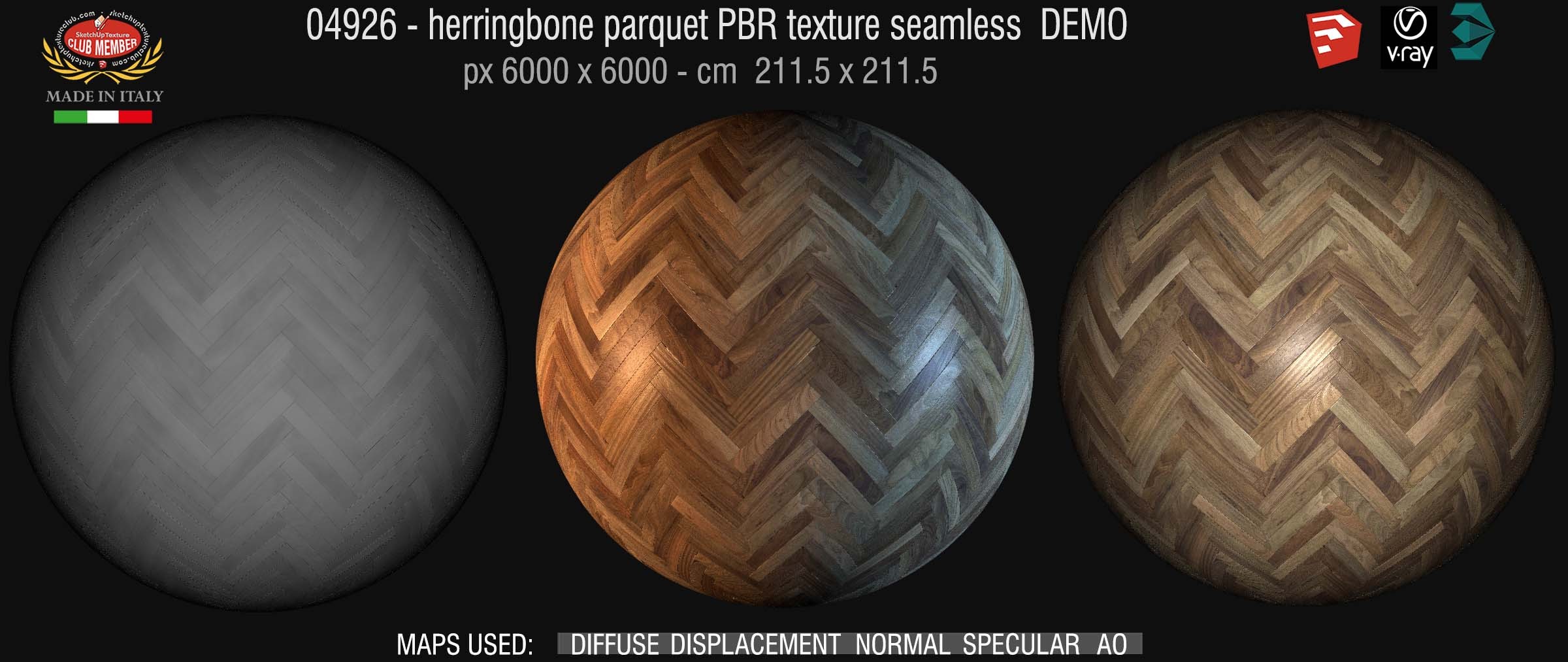 04926 Herringbone parquet PBR texture seamless DEMO