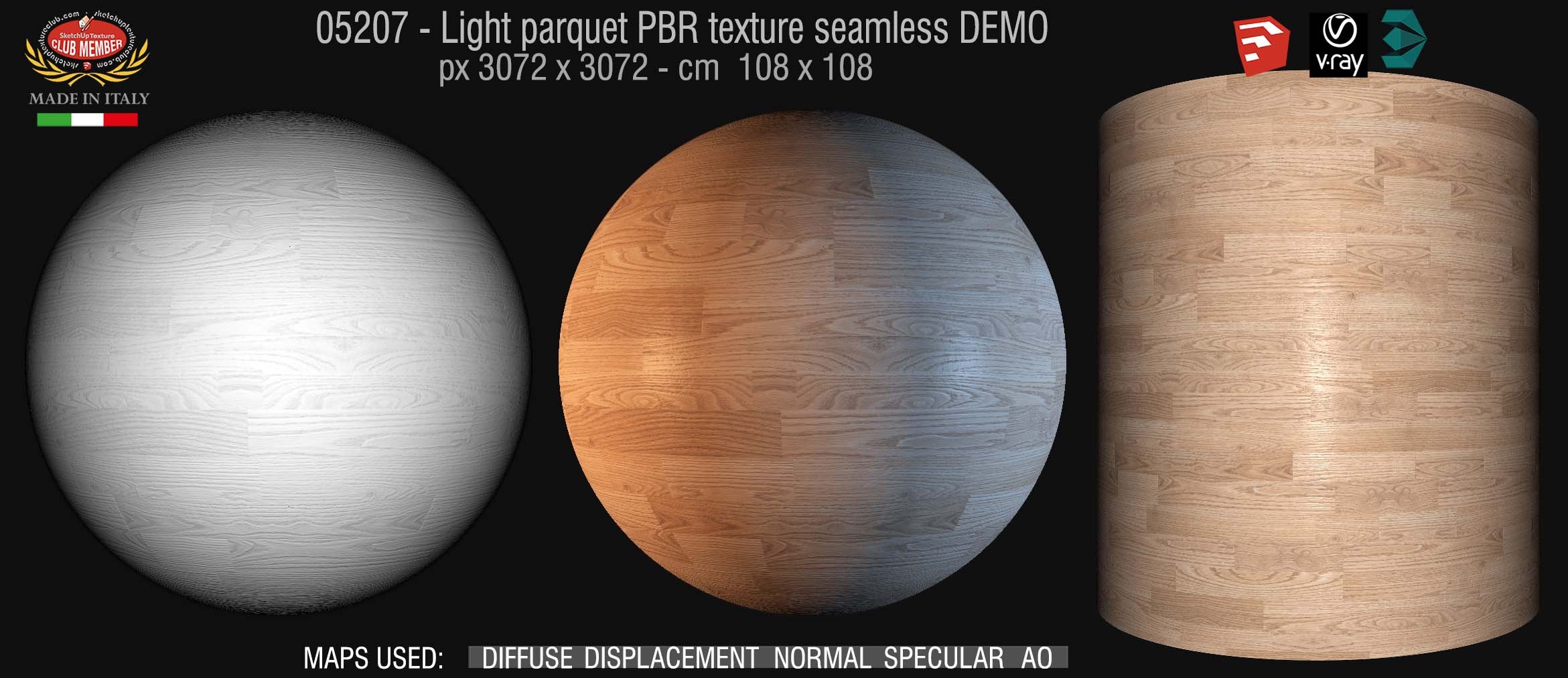 05207 Light parquet PBR texture seamless DEMO