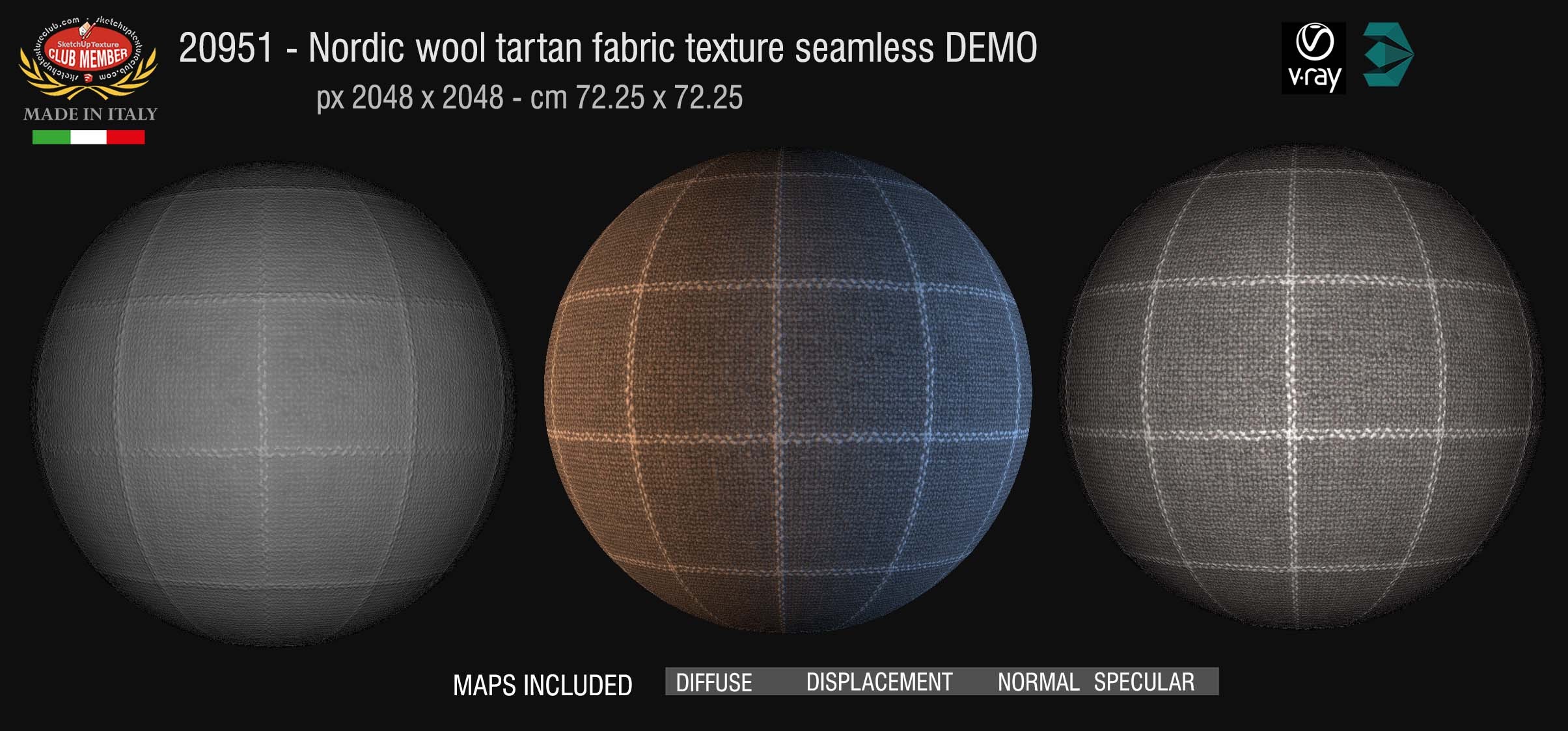 20951 Nordic wool tartan fabric PBR texture DEMO