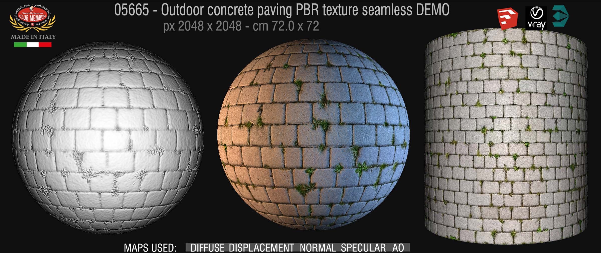 05665 Ourdoor concrete paving PBR texture seamless DEMO