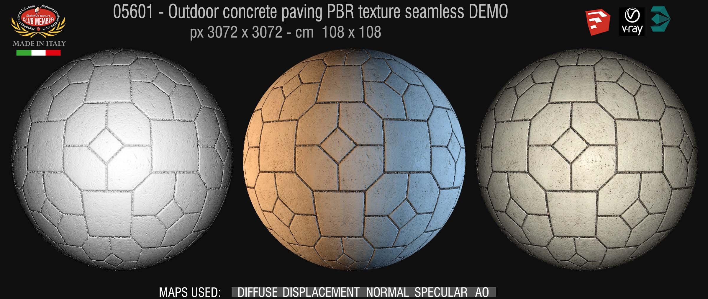 05601 Outdoor concrete paving PBR texture seamless DEMO