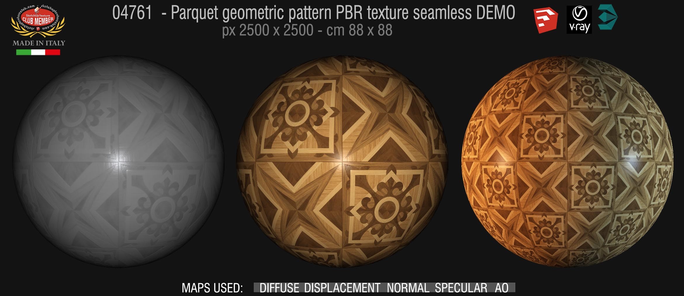 04761 Parquet geometric pattern PBR texture seamless DEMO