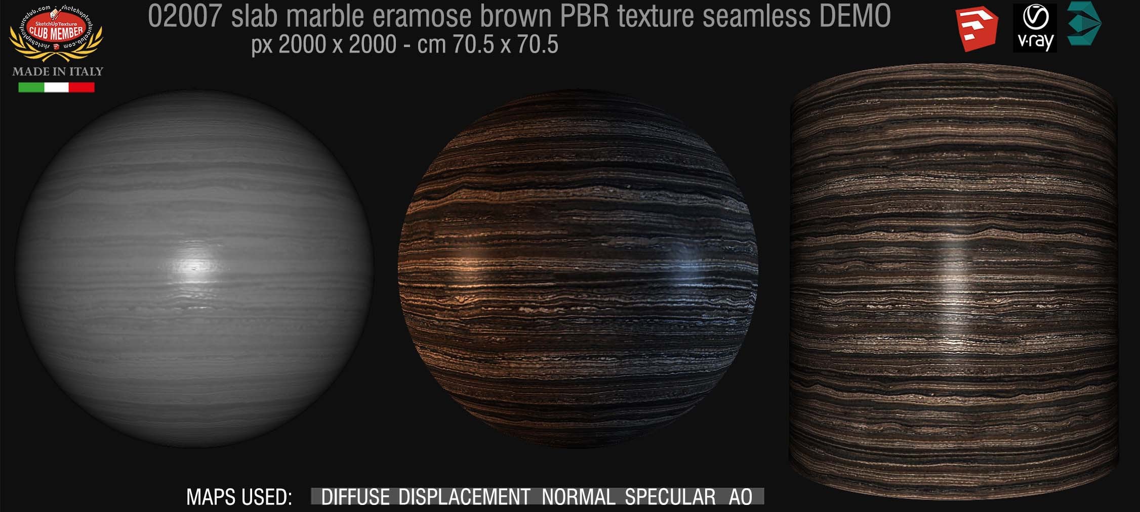 02007 slab marble eramosa brown PBR texture seamless DEMO