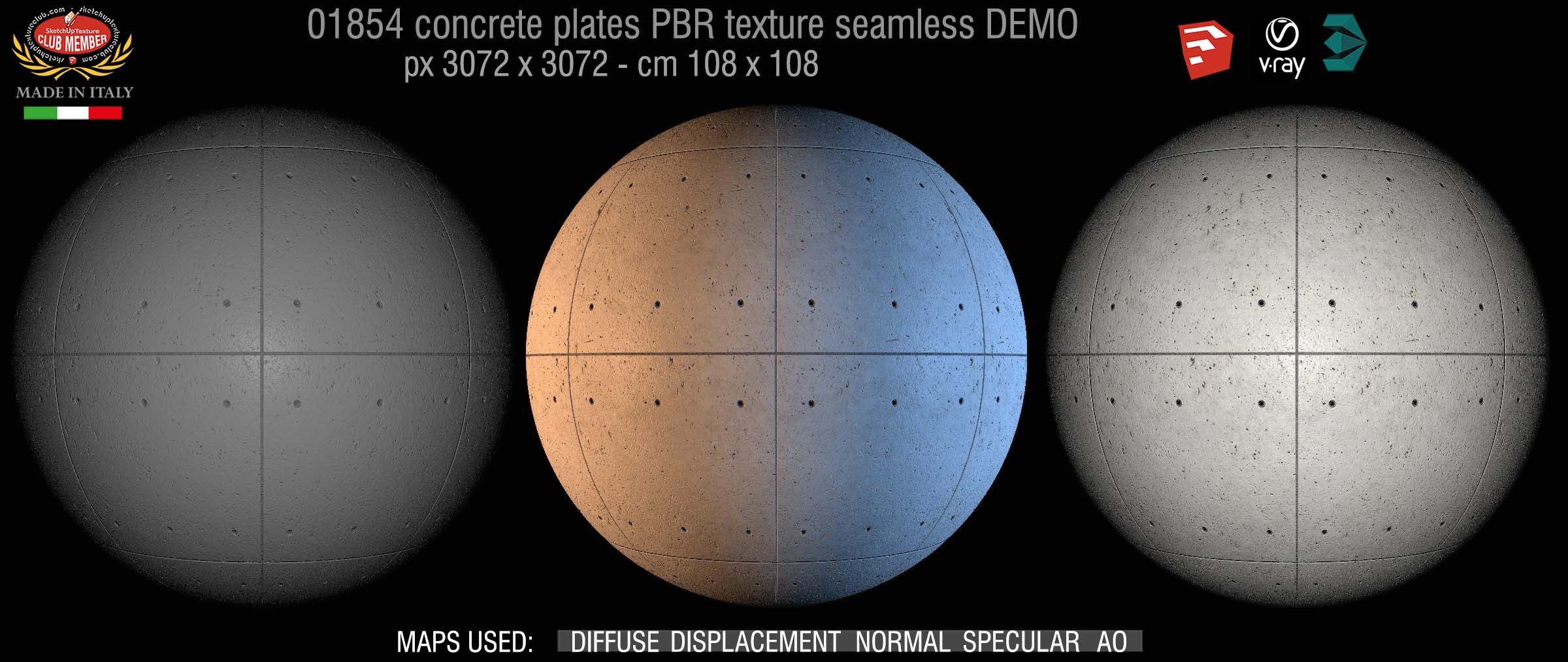 01854 Tadao Ando concrete plates PBR texture seamless DEMO