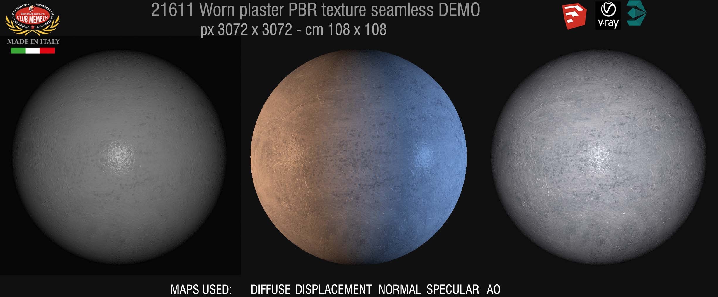 21611 worn plaster PBR texture seamless DEMO