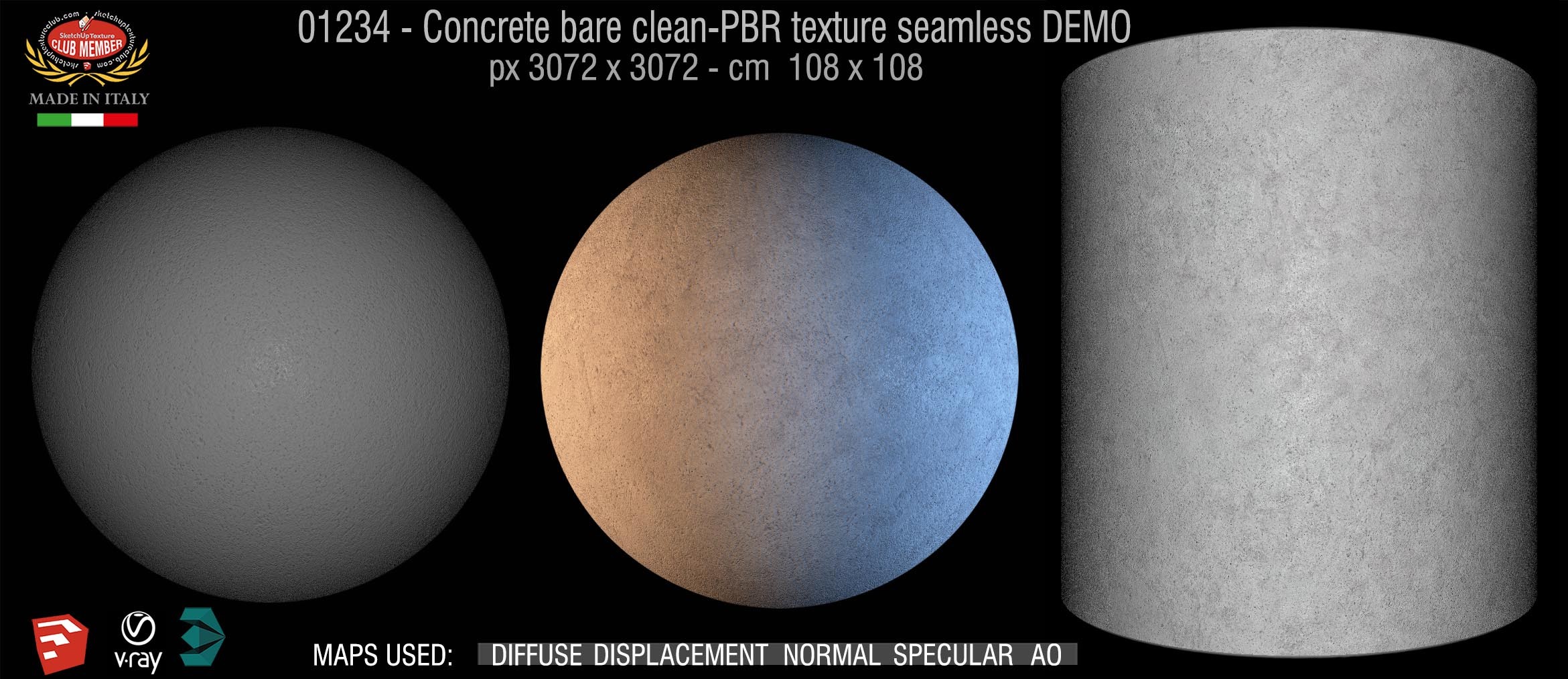 01234 Concrete bare clean-PBR texture seamless DEMO