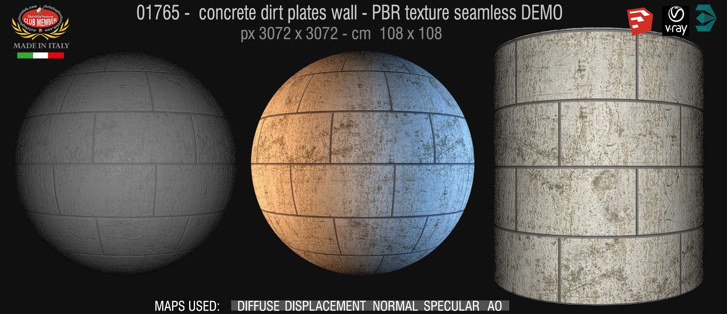 01765 concrete dirt plates wall PBR texture seamless DEMO