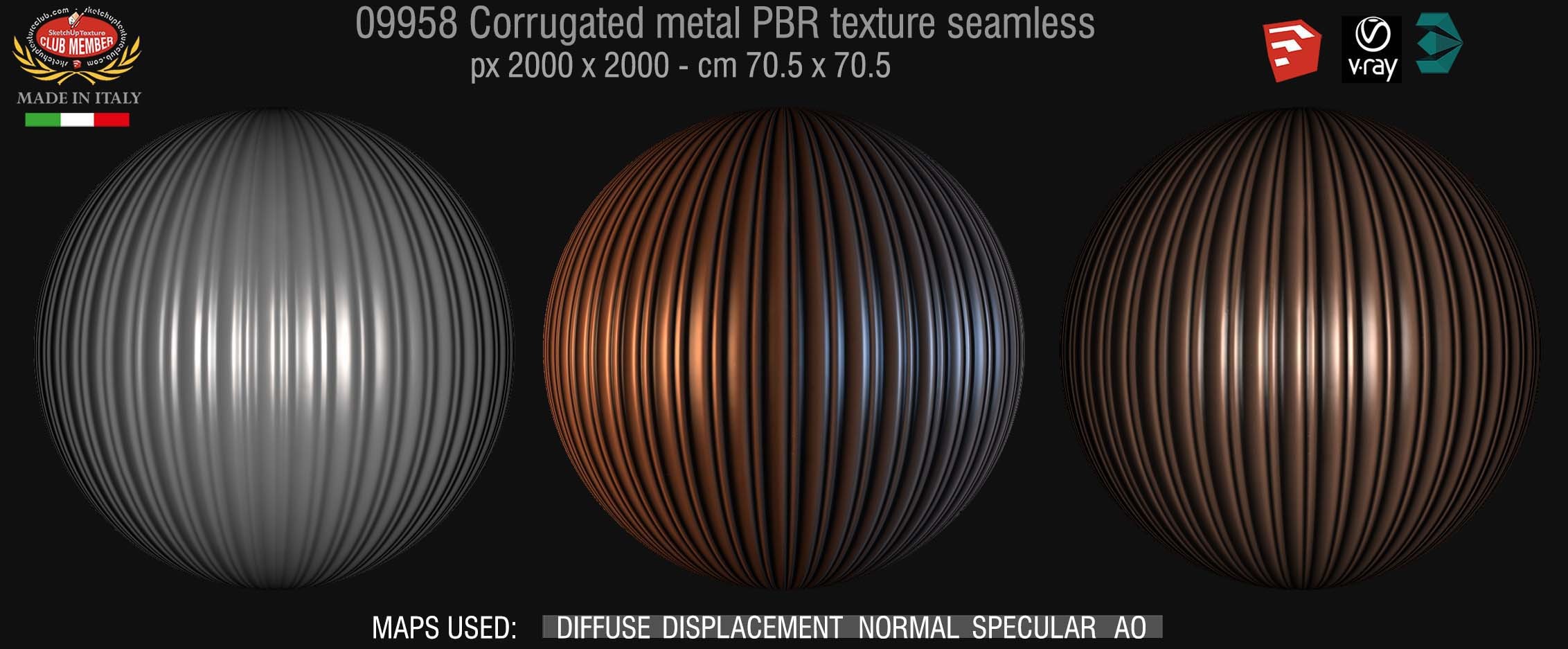 09958 Corrugated metal PBR texture seamless DEMO