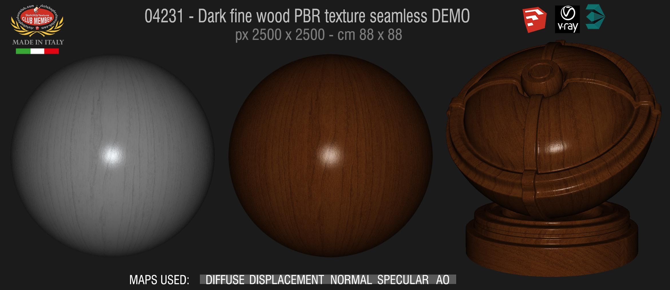 04231 Dark fine wood PBR texture seamless DEMO