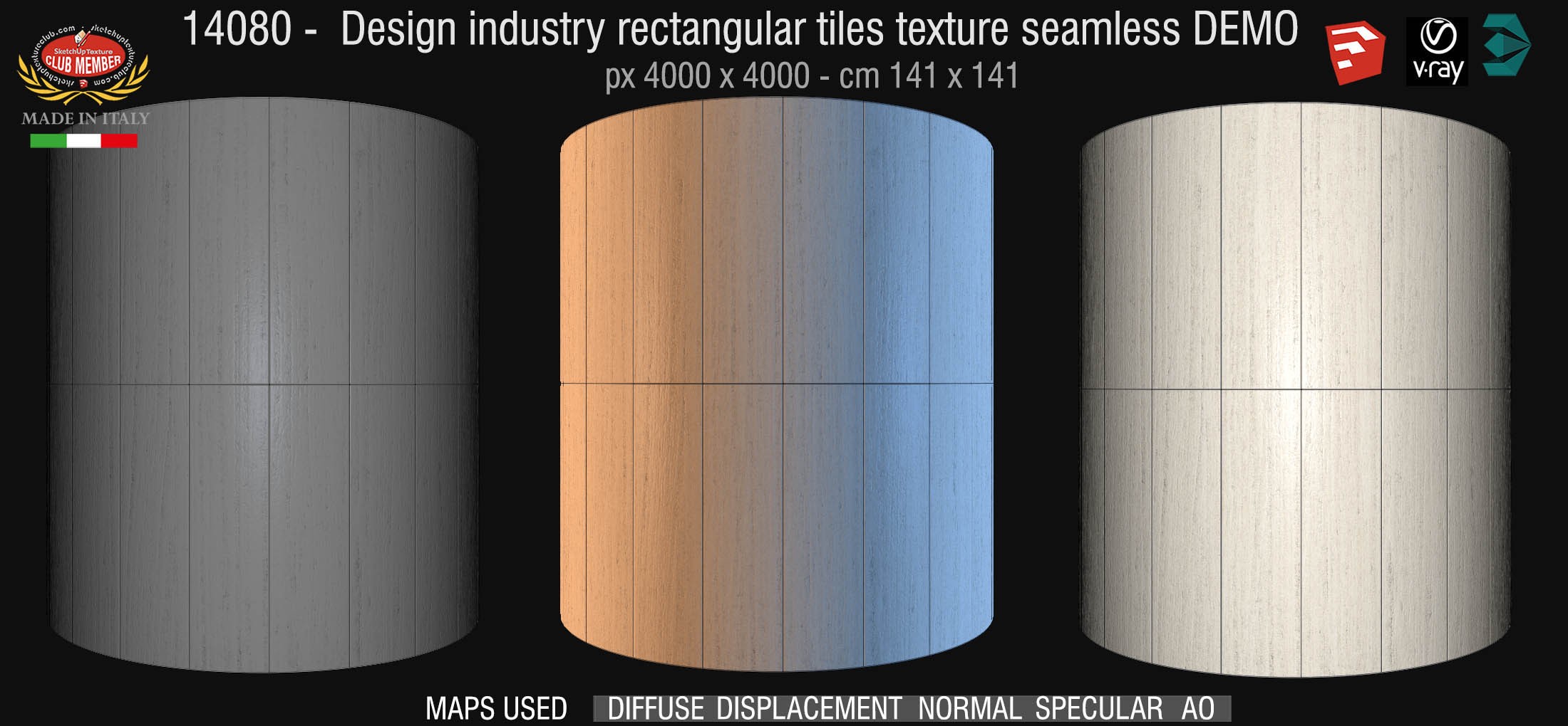 14080 Design industry rectangular tiles texture seamless + maps DEMO