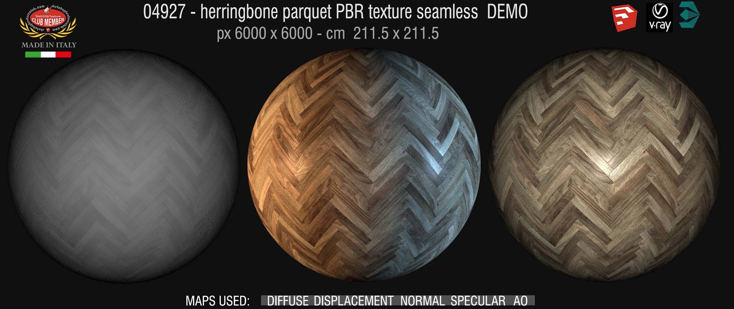 04927 Herringbone parquet PBR texture seamless DEMO