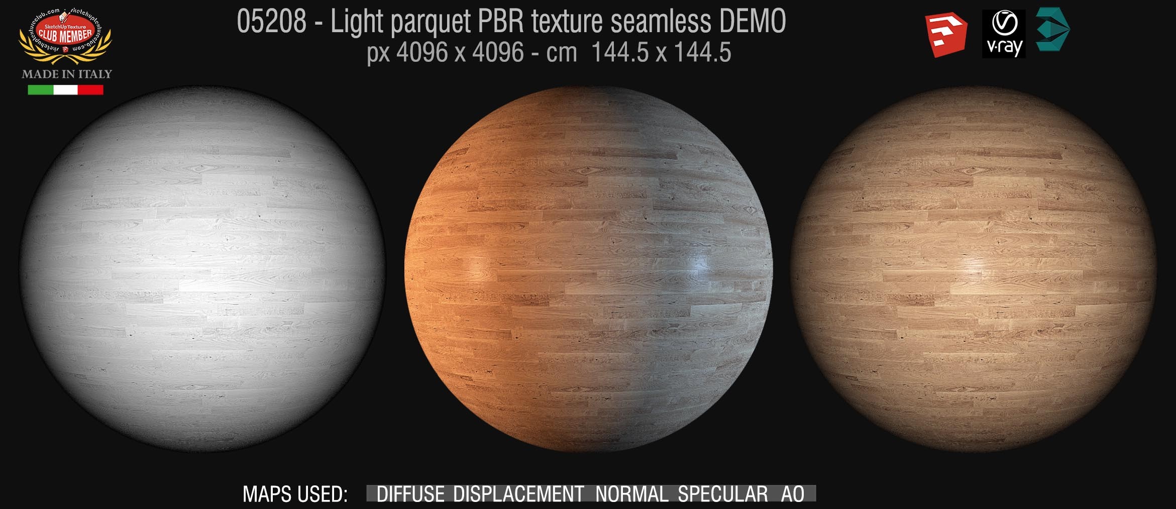05208 Light parquet PBR texture seamless DEMO