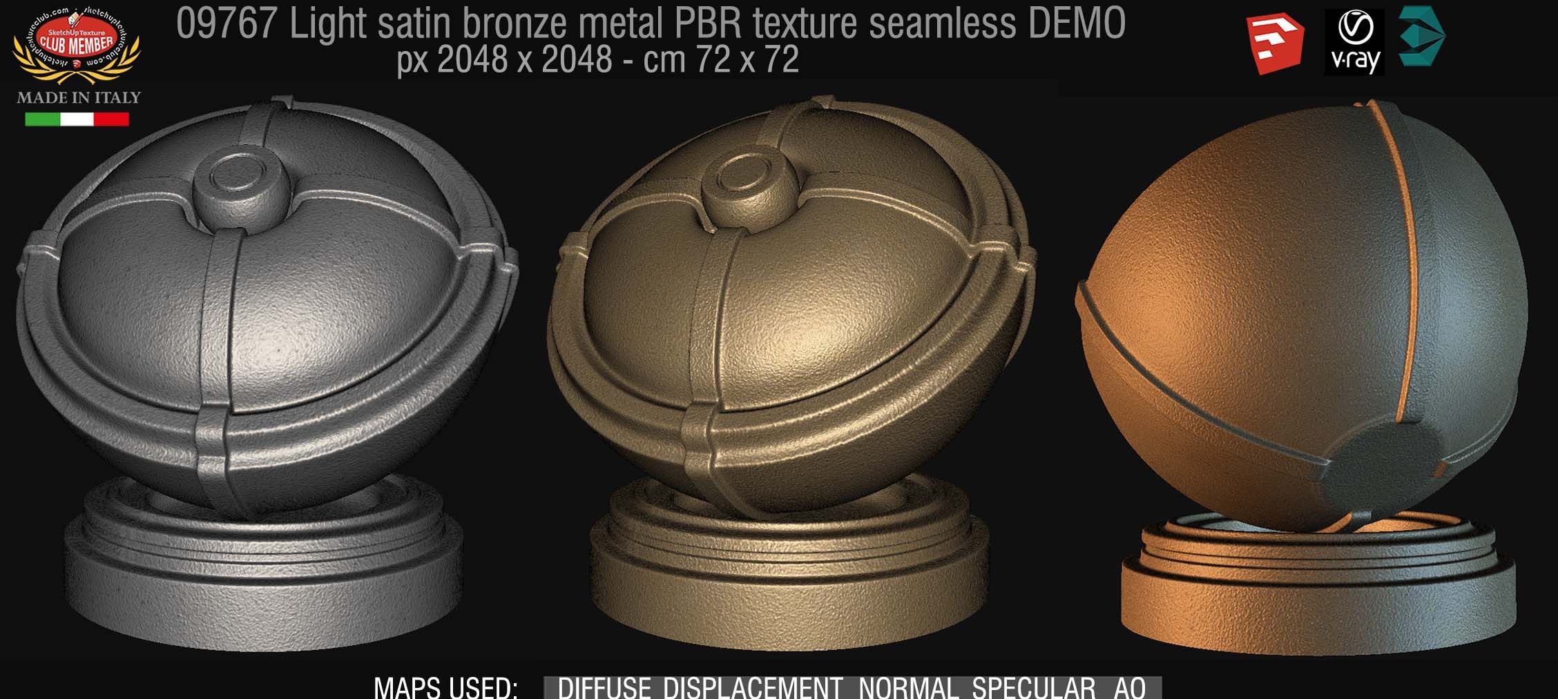 09767 Light satin bronze metal PBR texture seamless DEMO