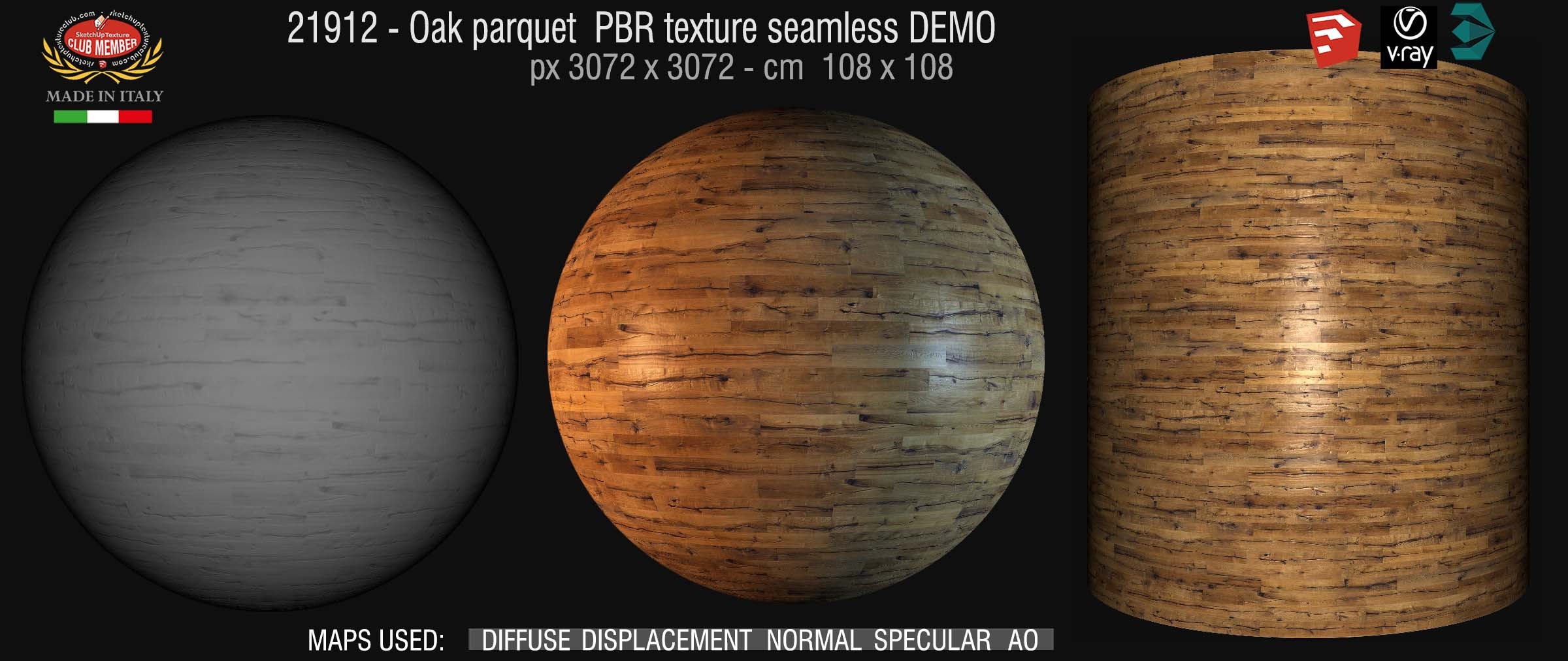 21912 Oak parquet PBR texture seamless DEMO -  If you like our textures, support us by becoming a CLUB MEMBER !