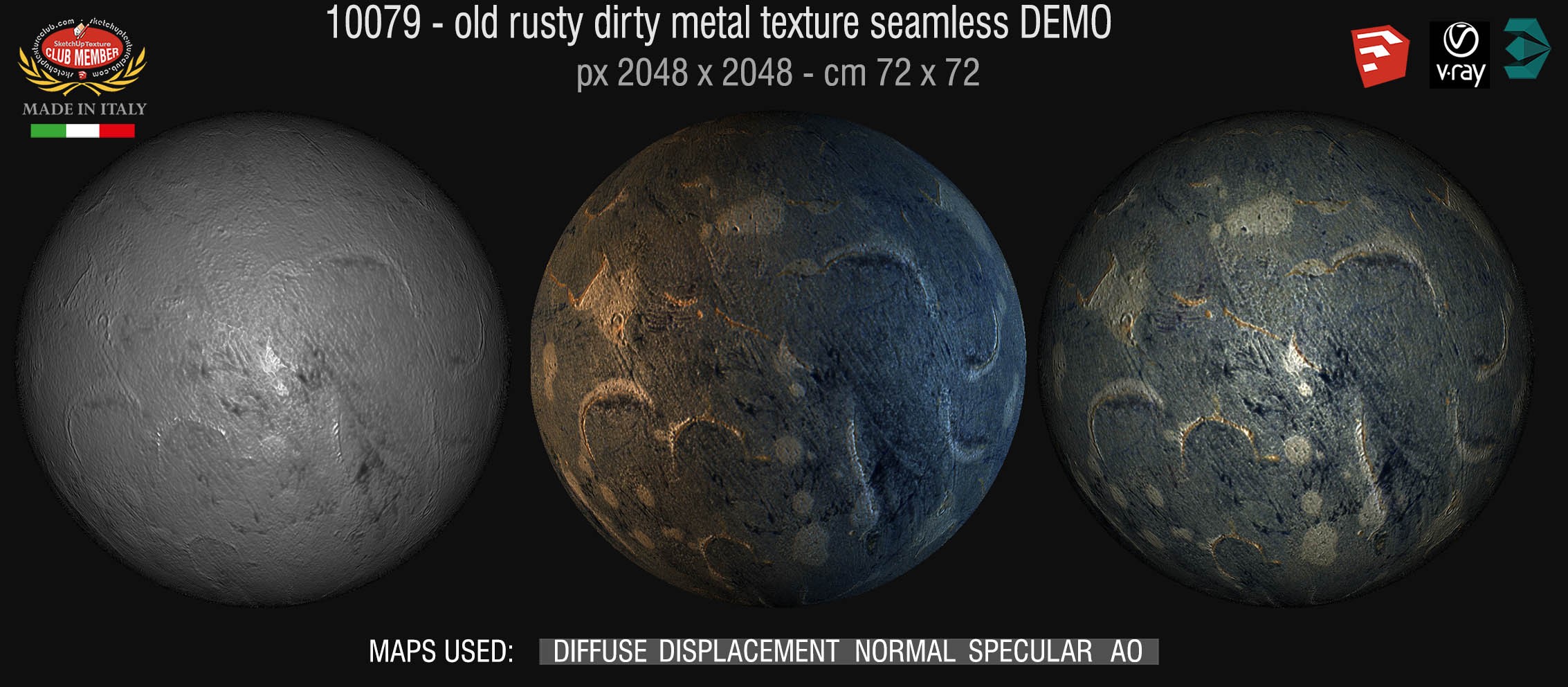 10079 Old dirty metal texture seamless + maps DEMO