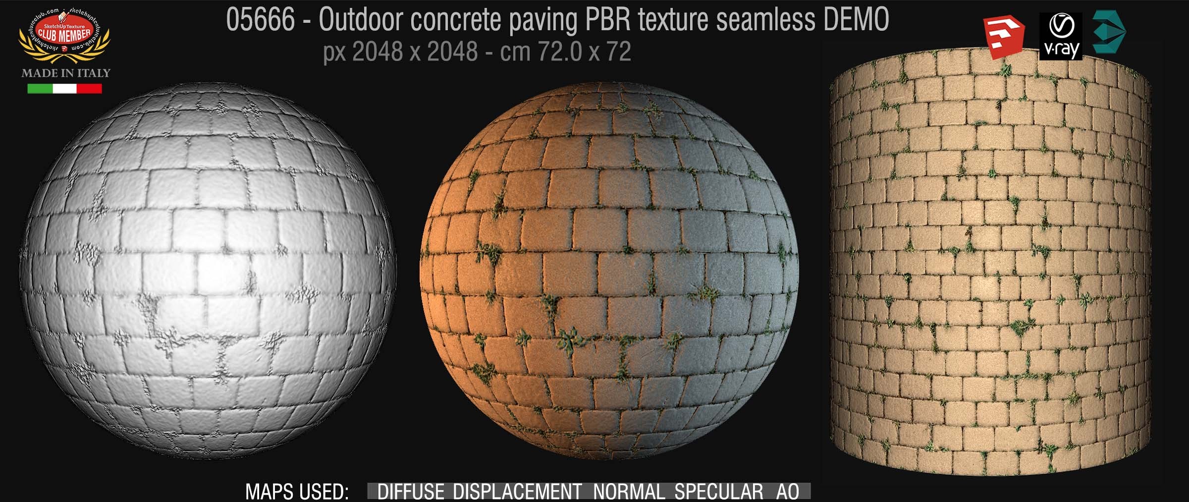 05666 Ourdoor concrete paving PBR texture seamless DEMO