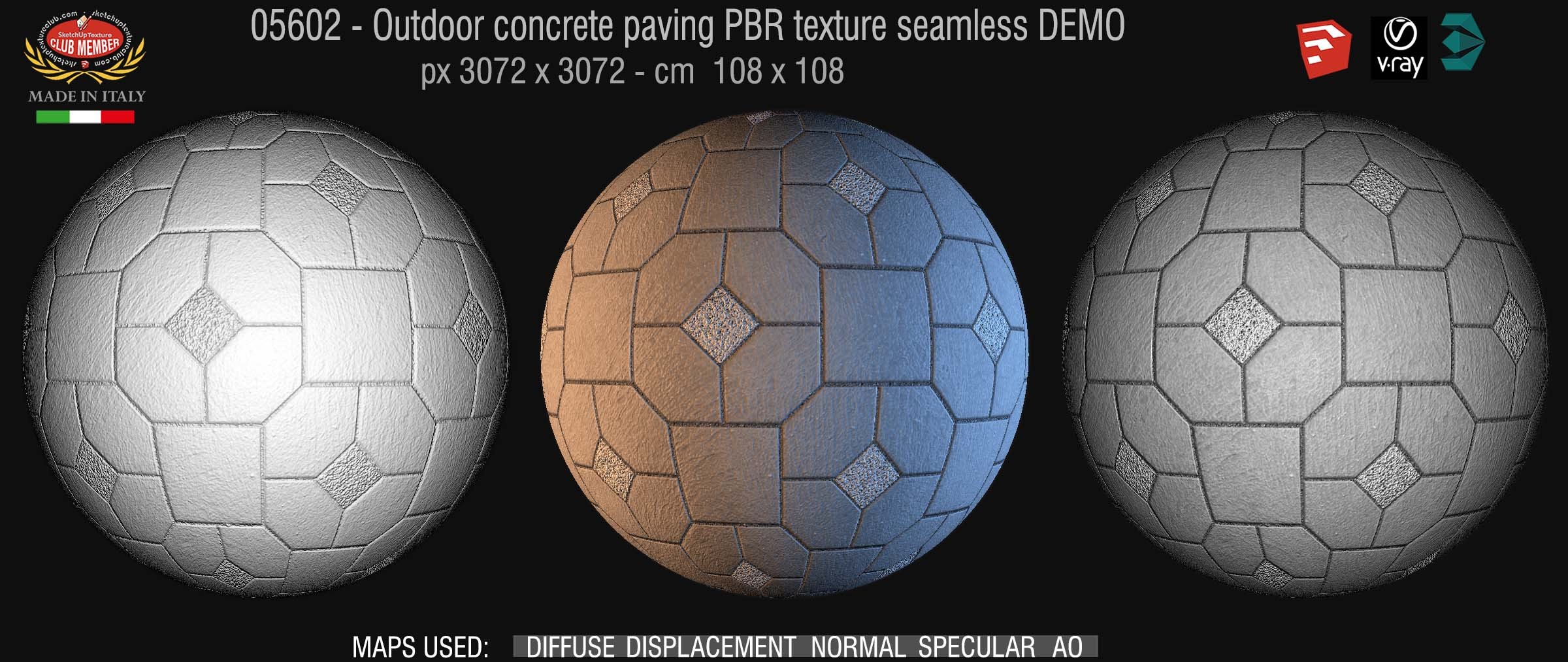 05602 Outdoor concrete paving PBR texture seamless DEMO