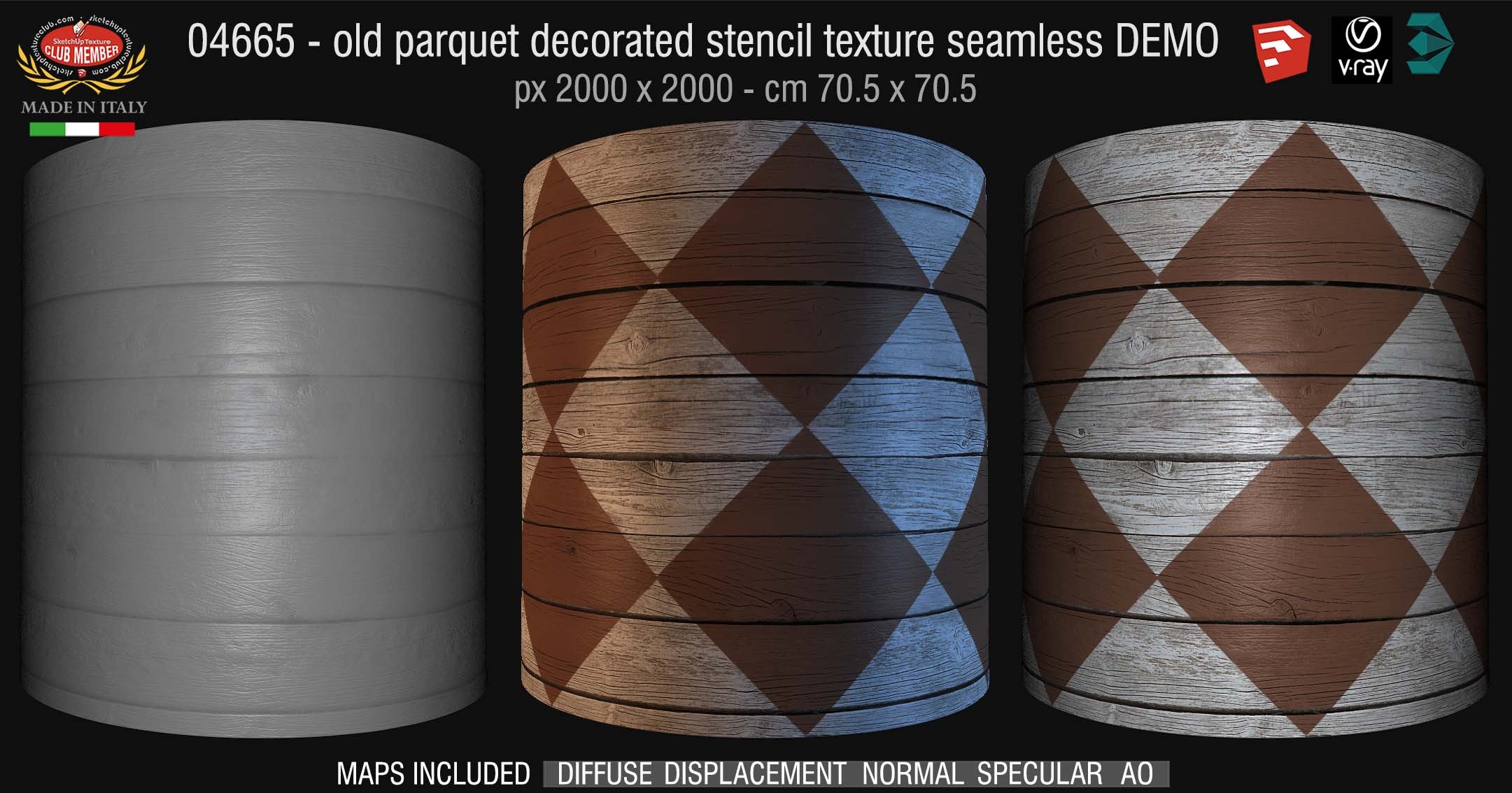 04665 HR Parquet decorated stencil texture seamless + maps DEMO