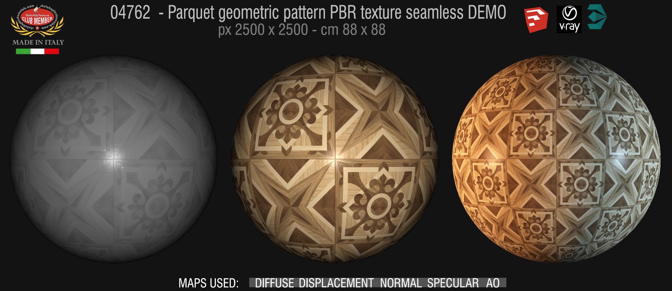 04762 Parquet geometric pattern PBR texture seamless DEMO