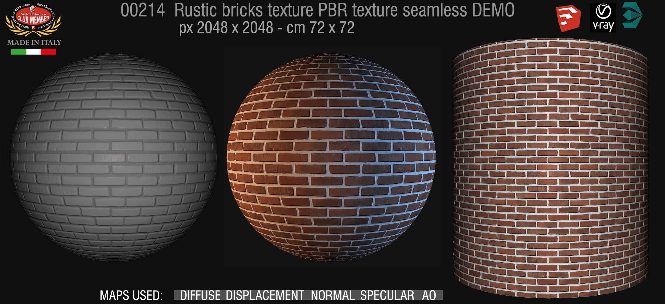 00214 rustic bricks PBR texture seamless DEMO