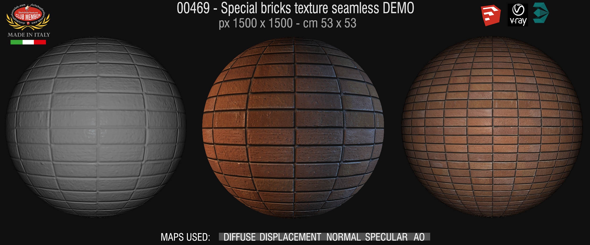 00469 Special bricks texture seamless + maps DEMO