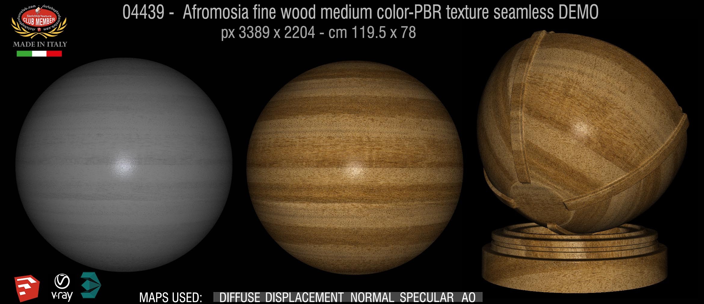 04439 Afromosia fine wood medium color-PBR texture seamless DEMO