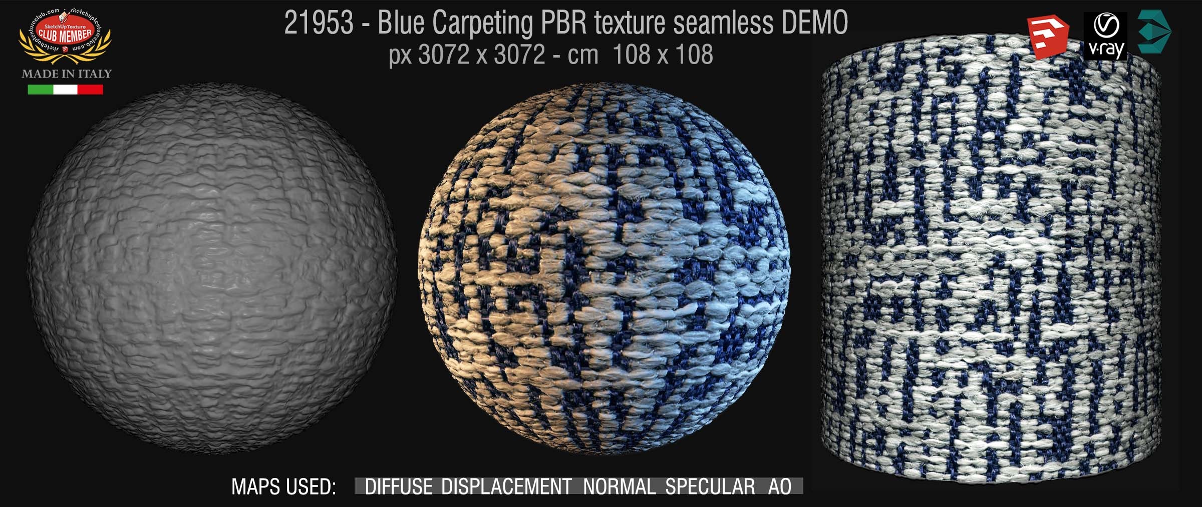 21953 Blue Carpeting PBR texture seamless DEMO