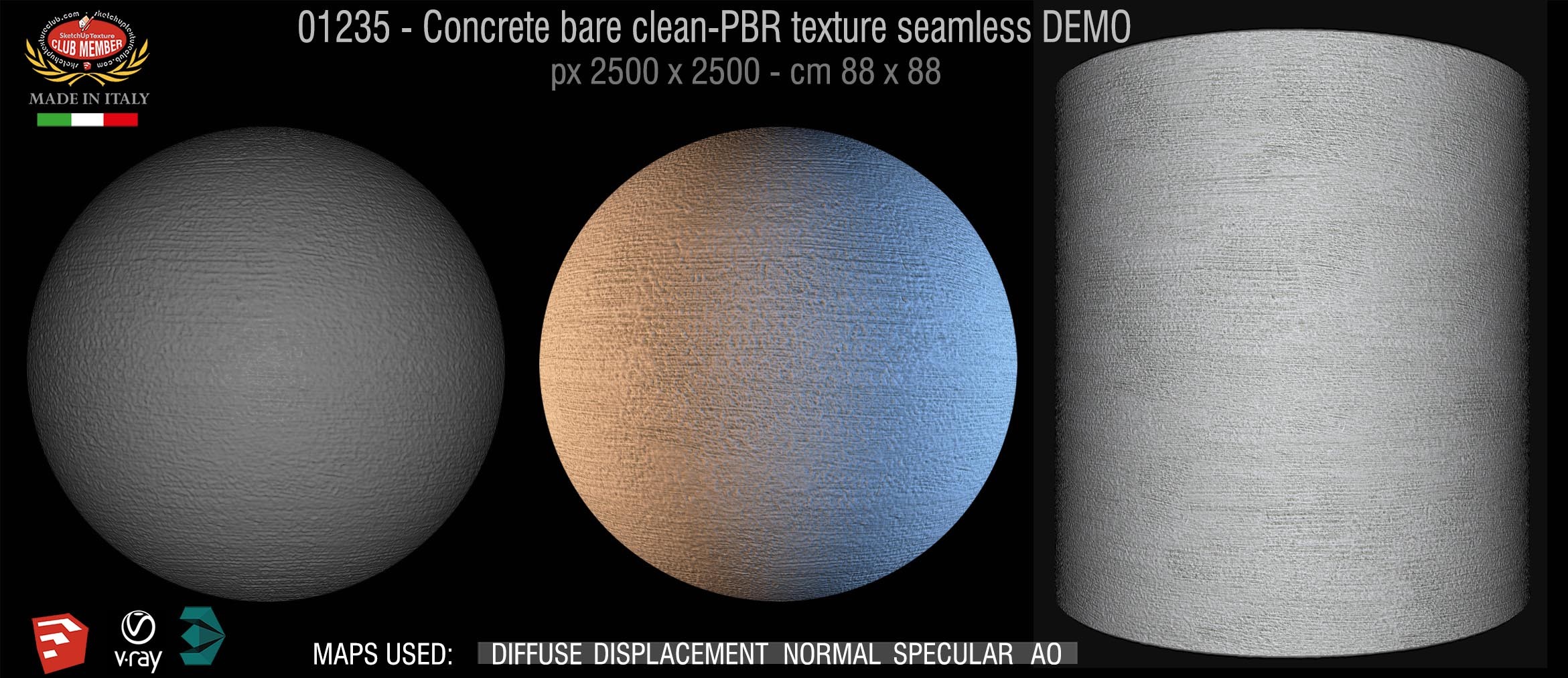 01235 Concrete bare clean-PBR texture seamless DEMO