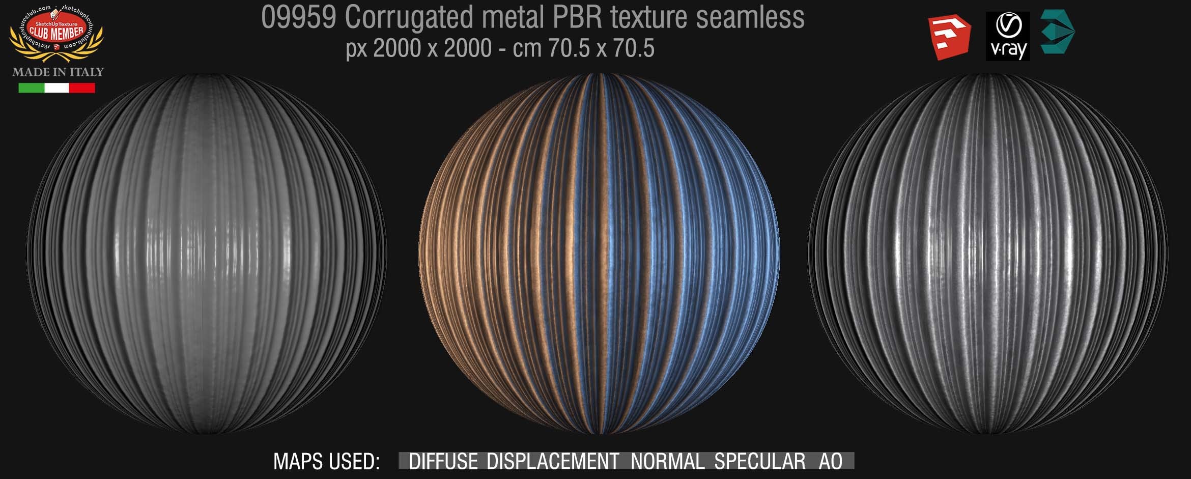 09959 Corrugated metal PBR texture seamless DEMO