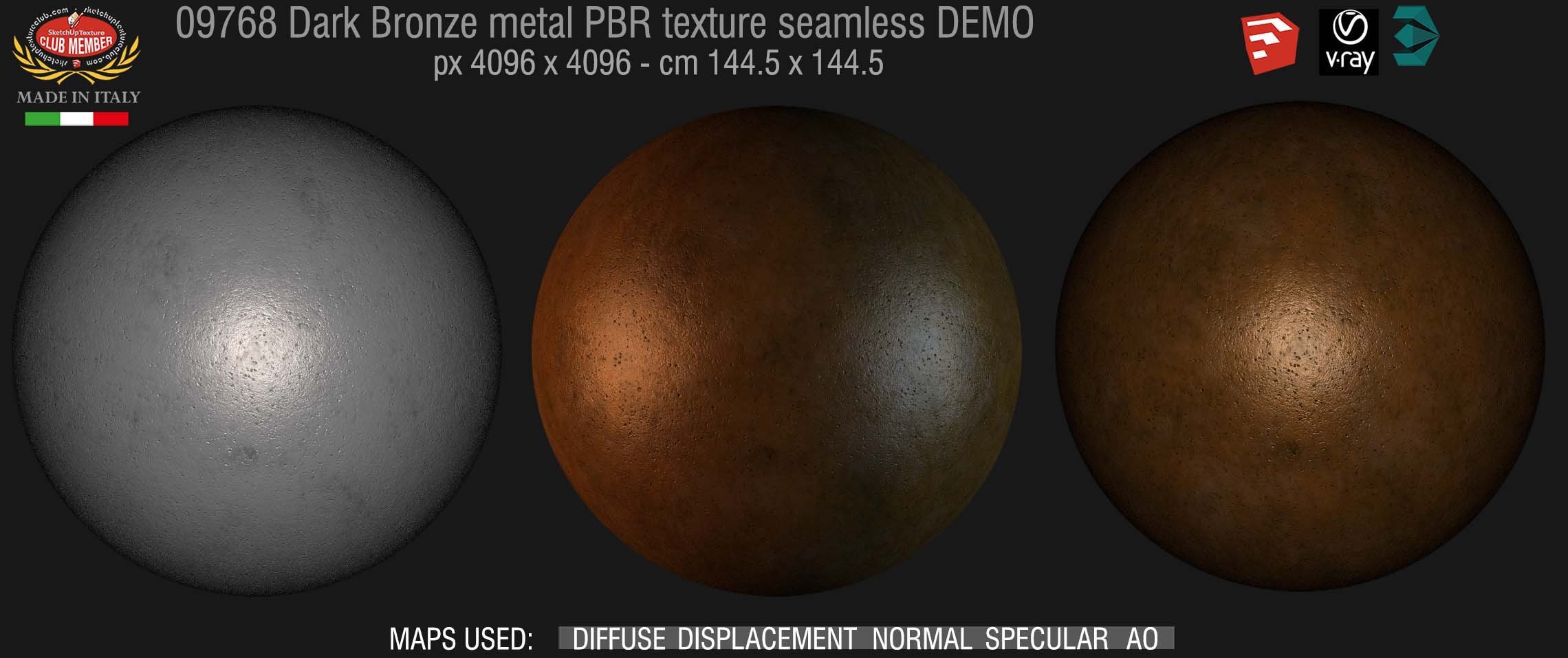 09768 Dark bronze metal PBR texture seamless DEMO