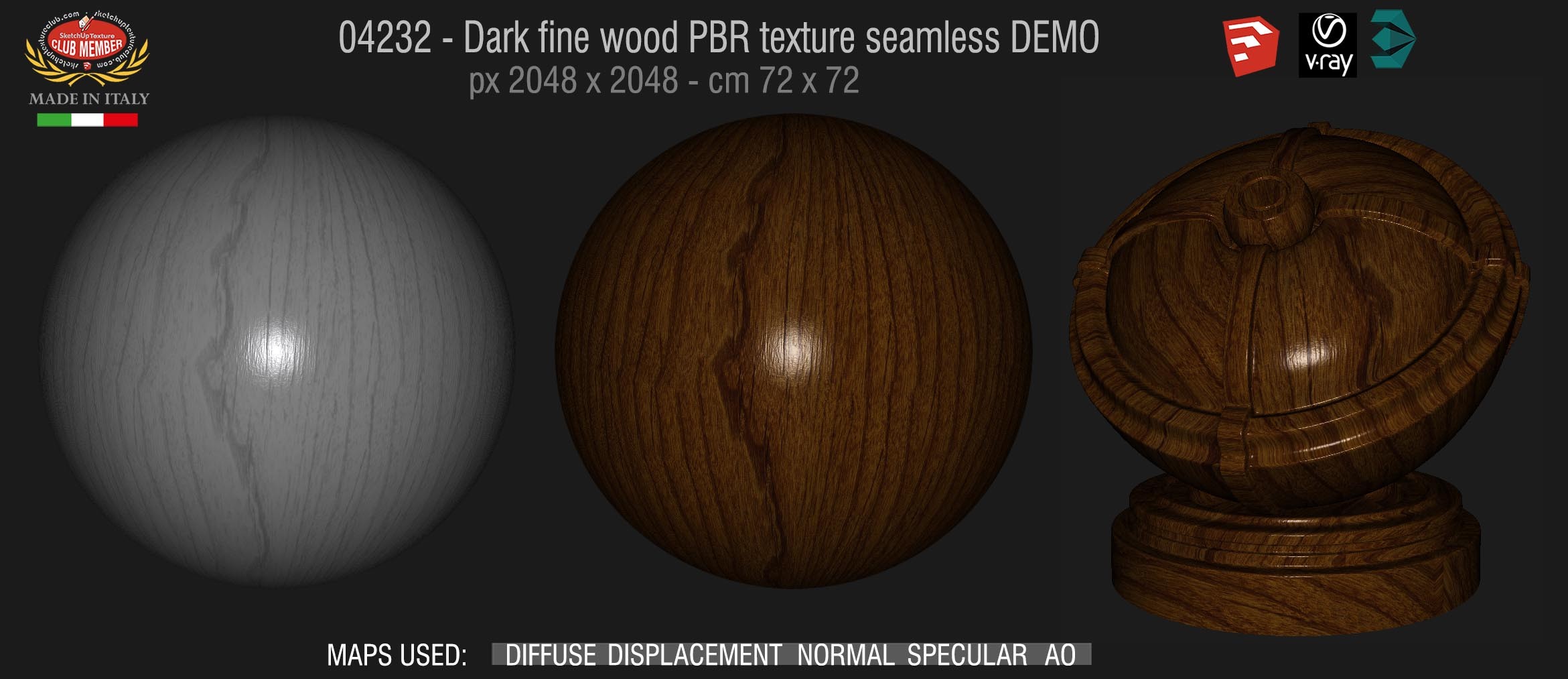 04232 Dark fine wood PBR texture seamless DEMO