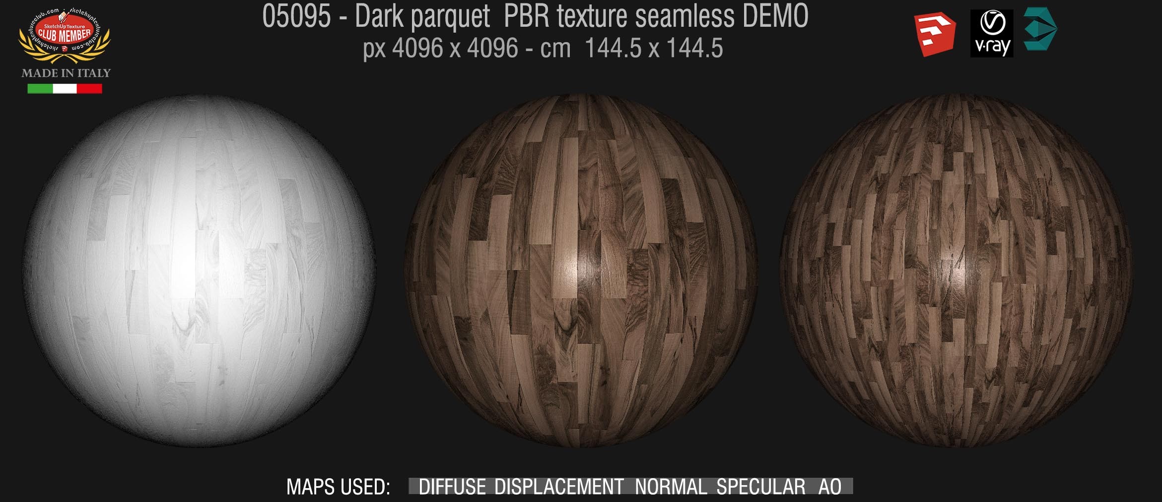 05095 Dark parquet PBR texture seamless DEMO