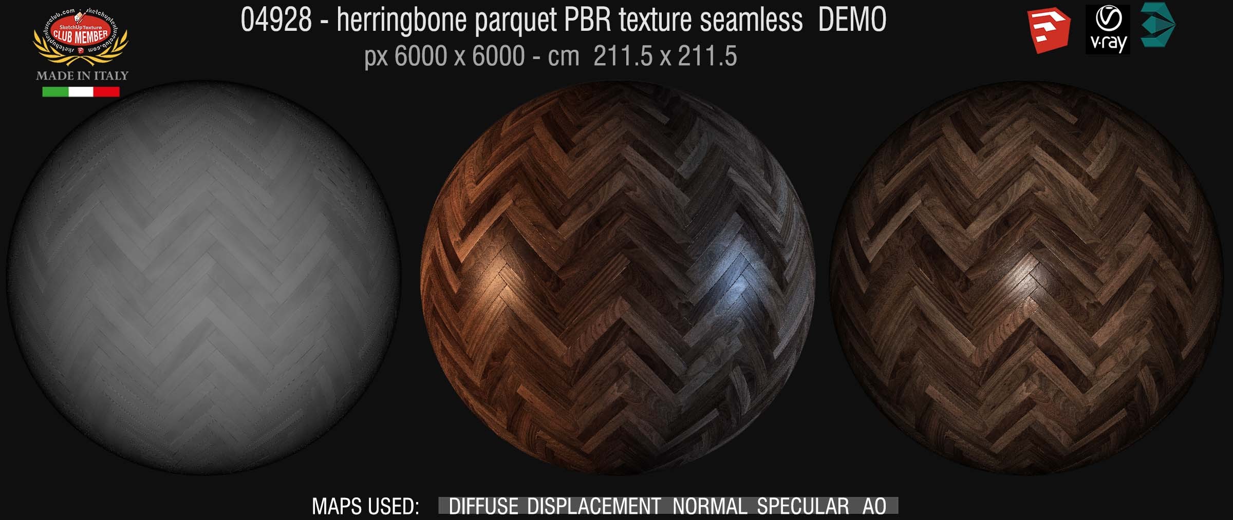 04928 Herringbone parquet PBR texture seamless DEMO