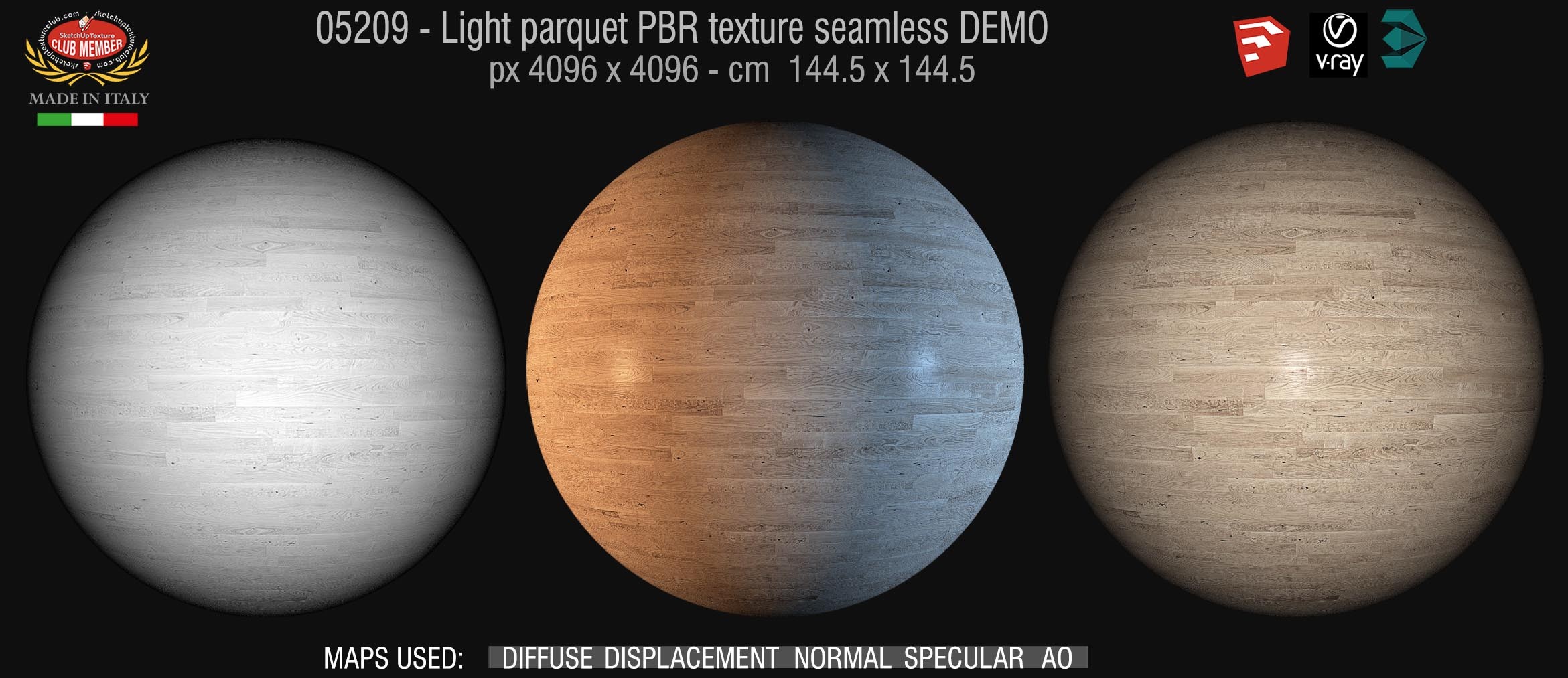 05209 Light parquet PBR texture seamless DEMO
