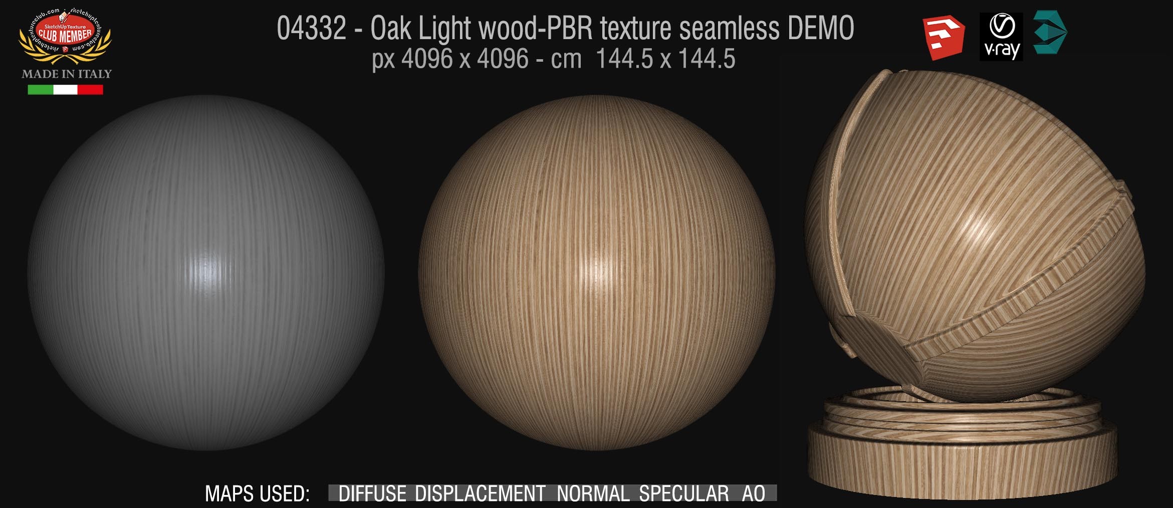 04332 Oak Light wood-PBR texture seamless DEMO