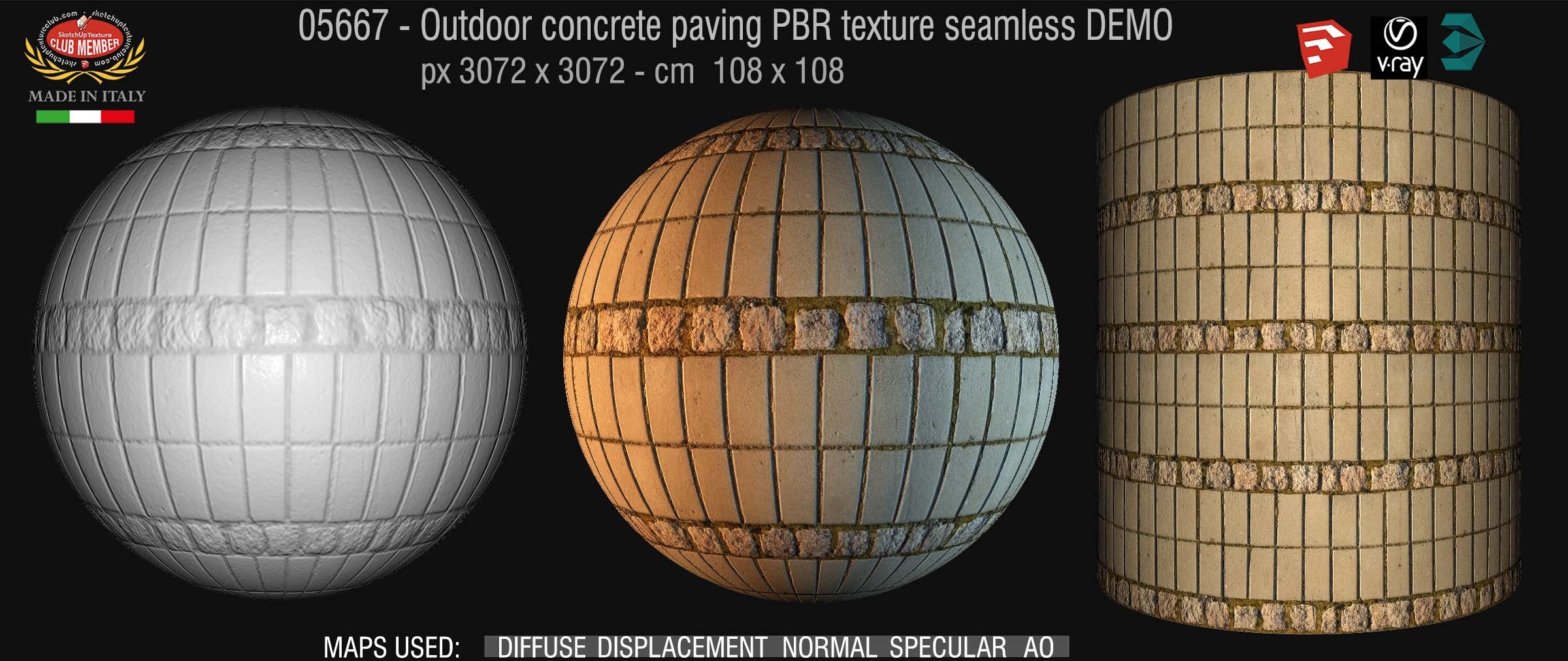 05667 Paving outdoor concrete regular block PBR texture seamless DEMO