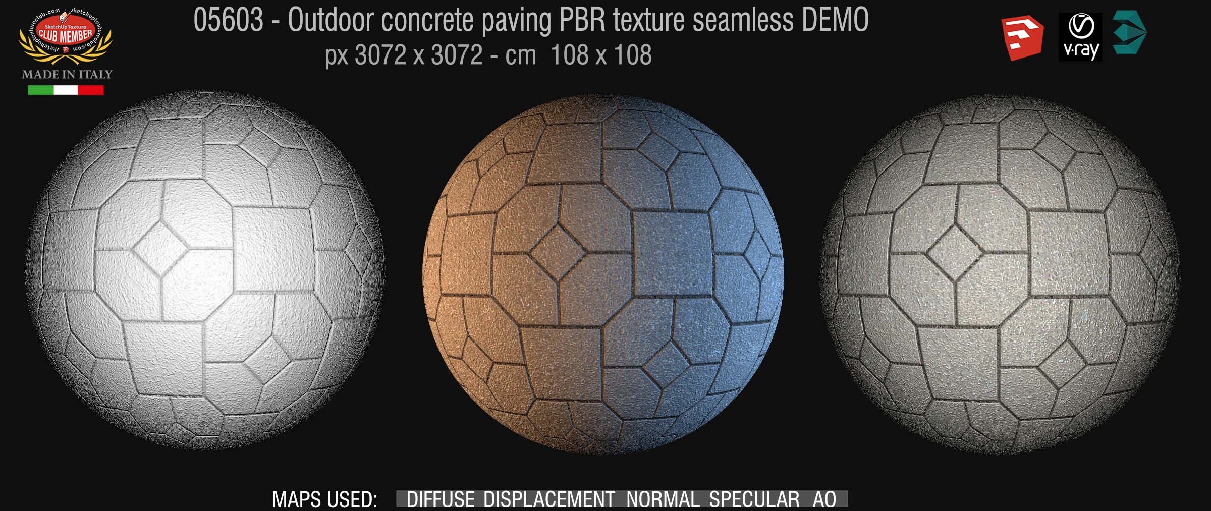 05603 Outdoor concrete paving PBR texture seamless DEMO