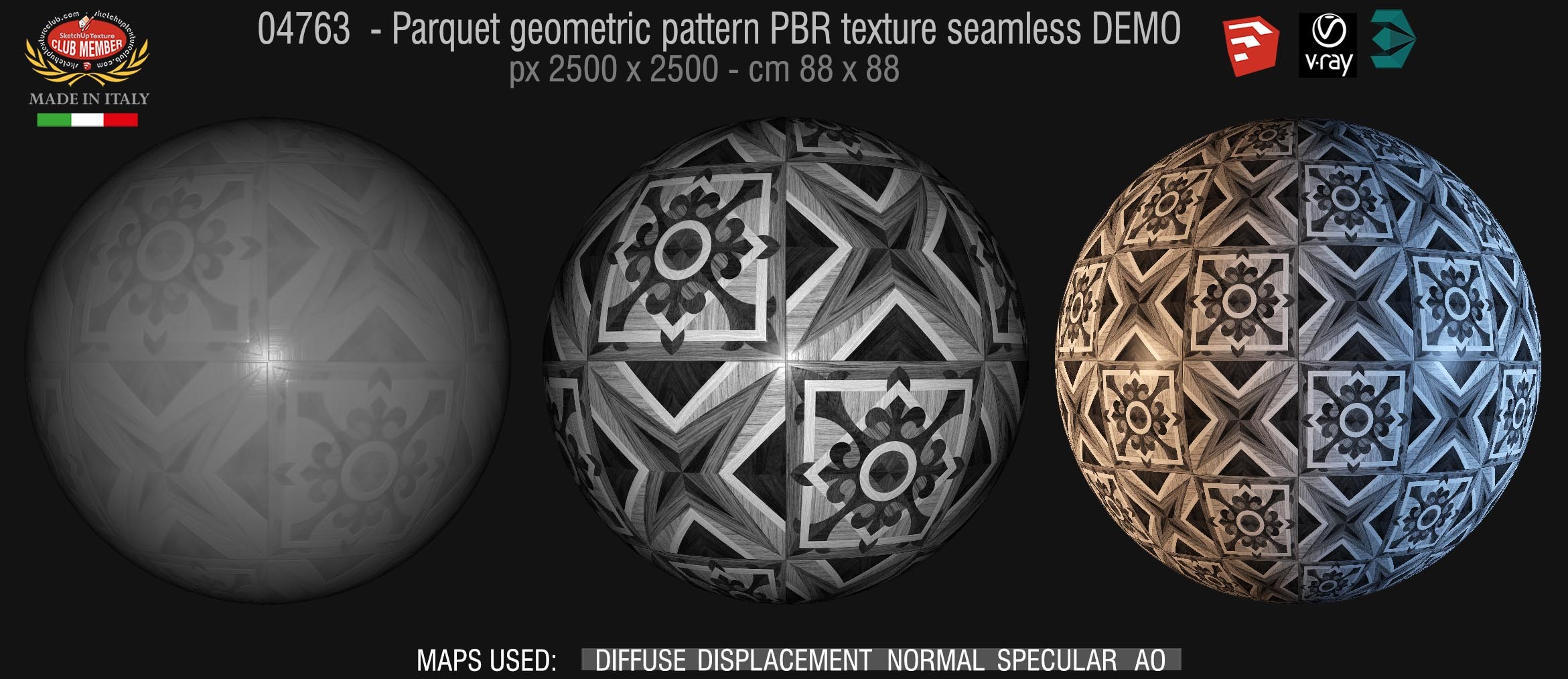 04763 Parquet geometric pattern PBR texture seamless DEMO