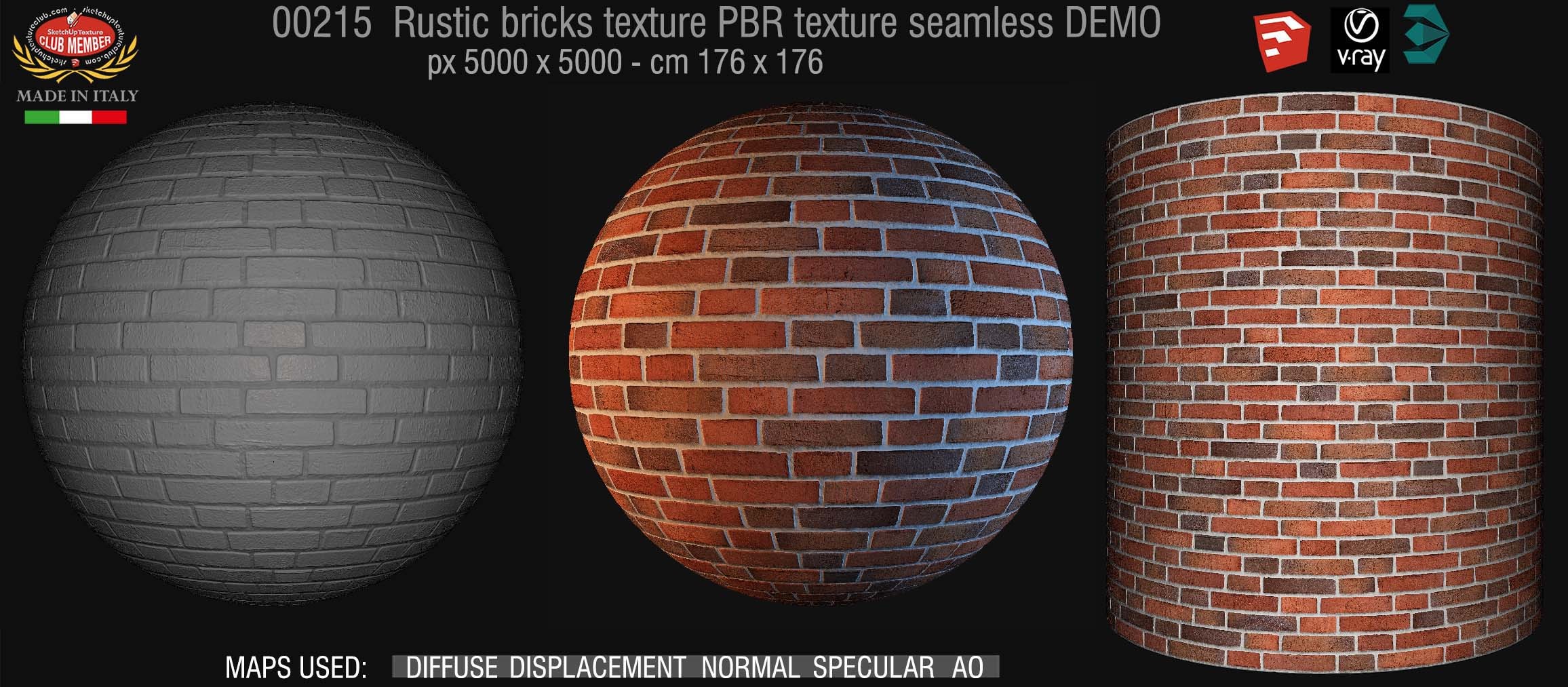 00215 rustic bricks PBR texture seamless DEMO