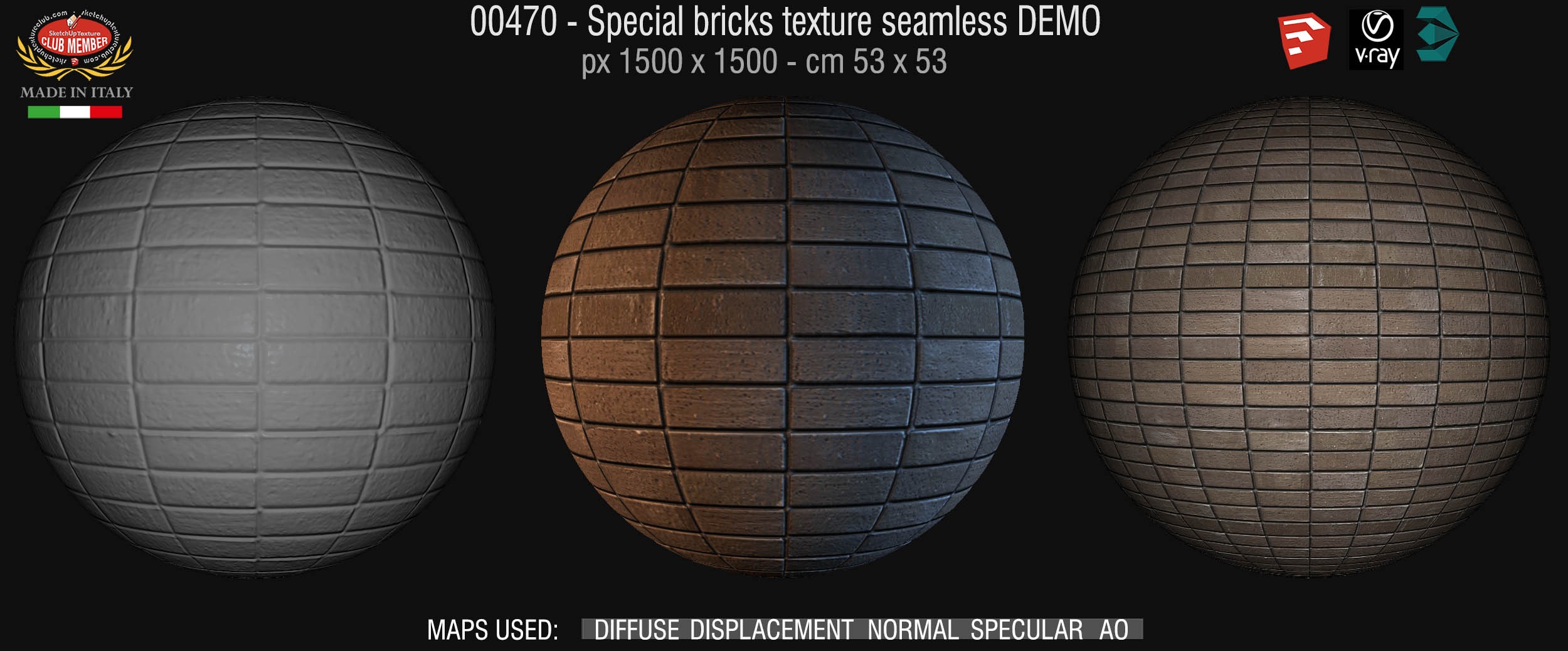 00470 Special bricks texture seamless + maps DEMO