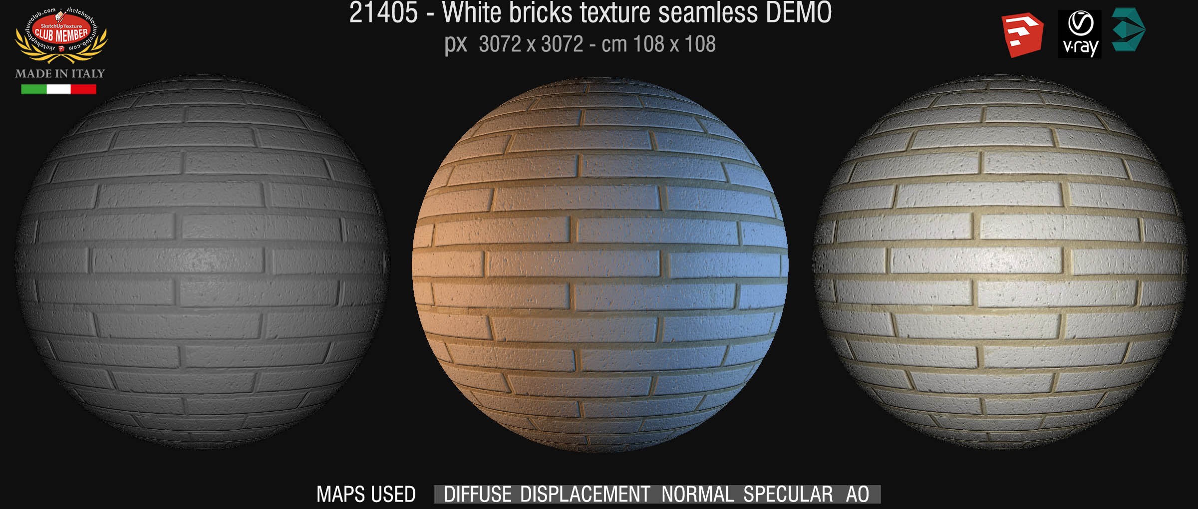 21405  white bricks texture seamless + maps DEMO