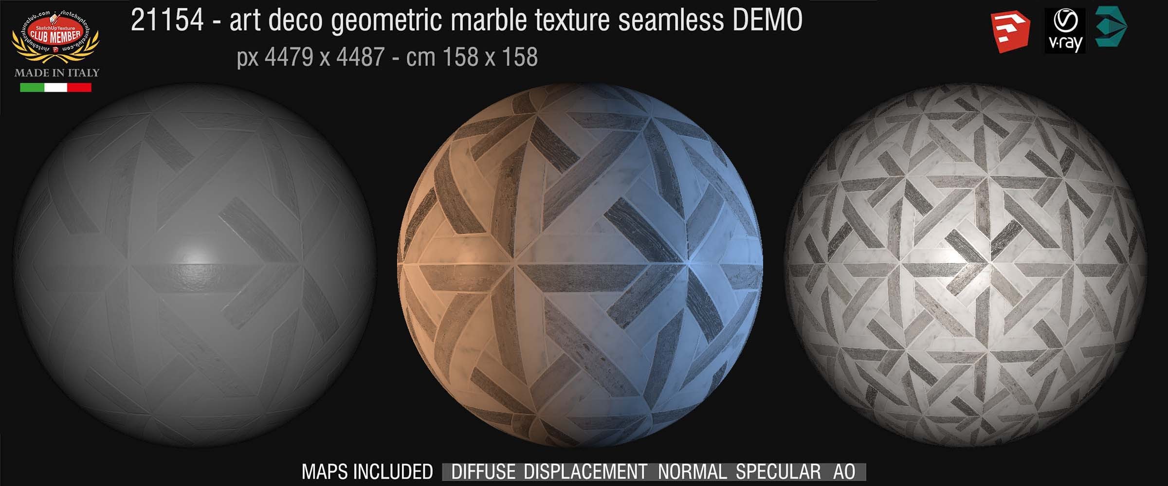 21154 Art deco geometric marble tiles texture seamless + maps DEMO