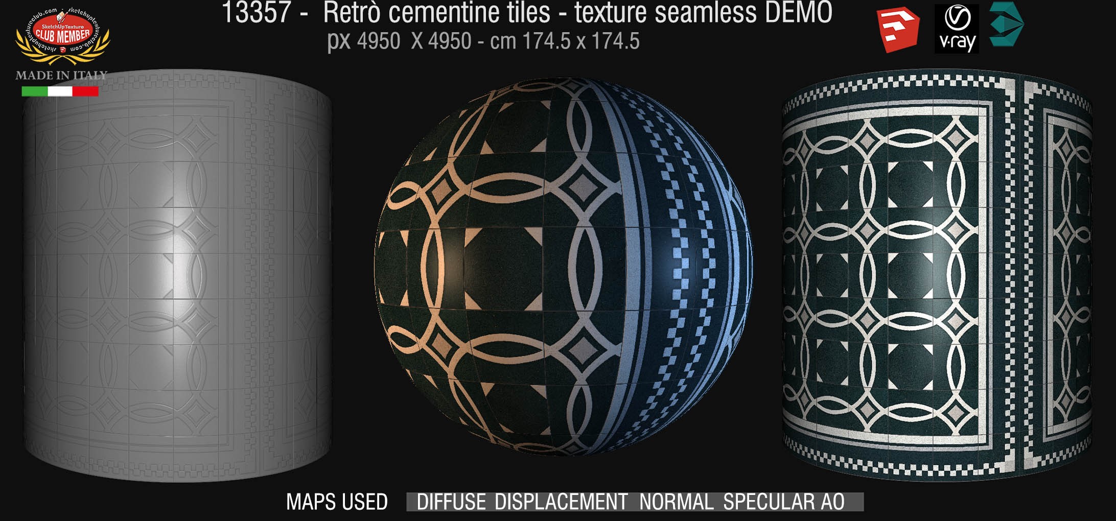 13357 retrò cementine tiles - texture seamless + maps DEMO