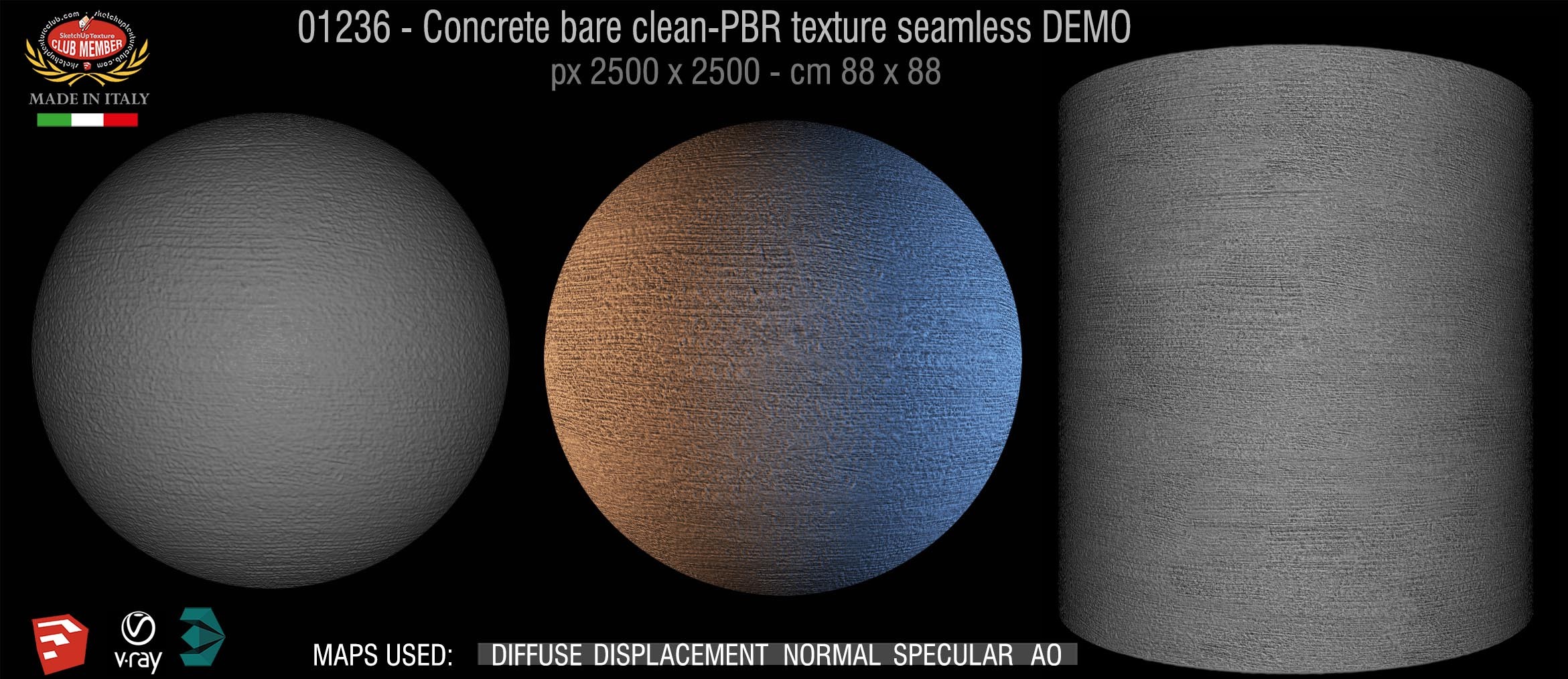 01236 Concrete bare clean-PBR texture seamless DEMO