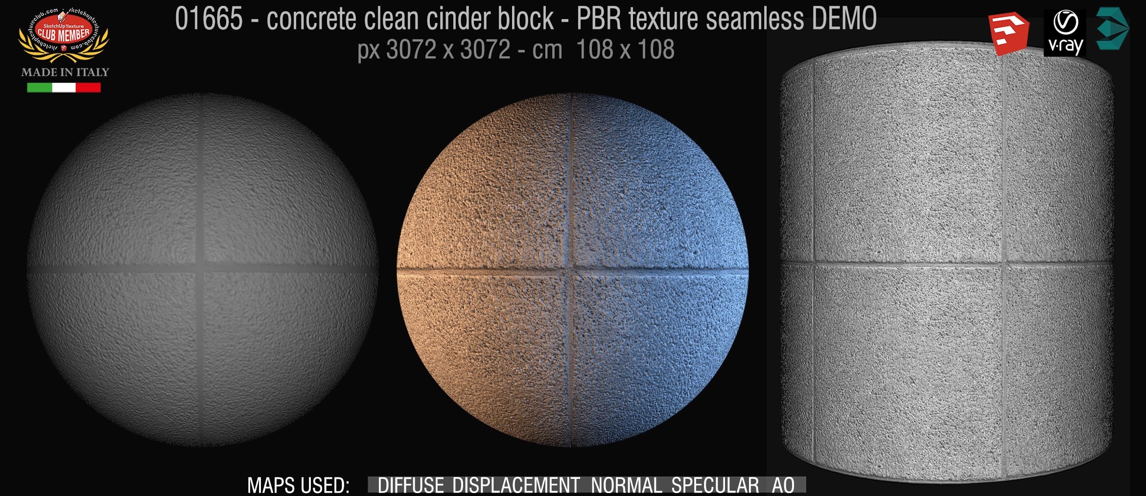 01665 concrete clean cinder block PBR texture seamless DEMO