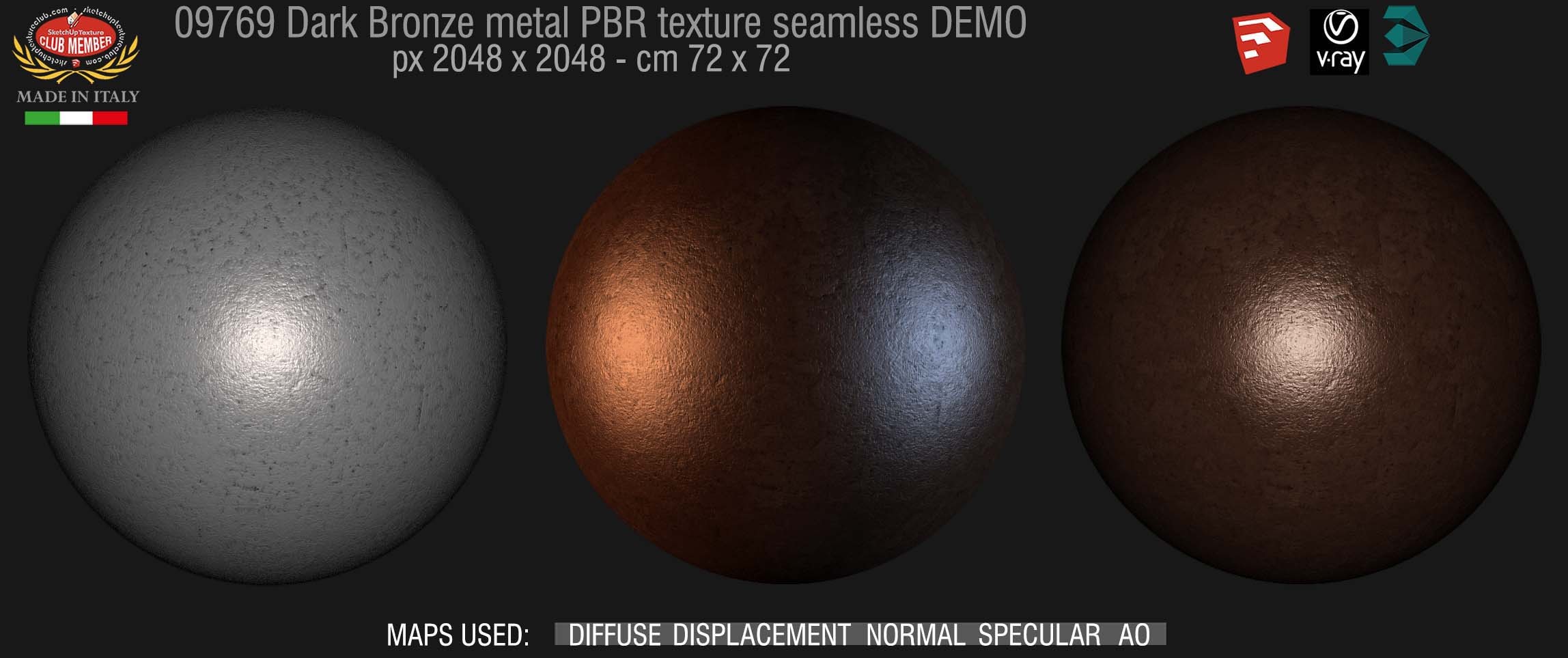 09769 Dark bronze PBR metal texture seamless DEMO