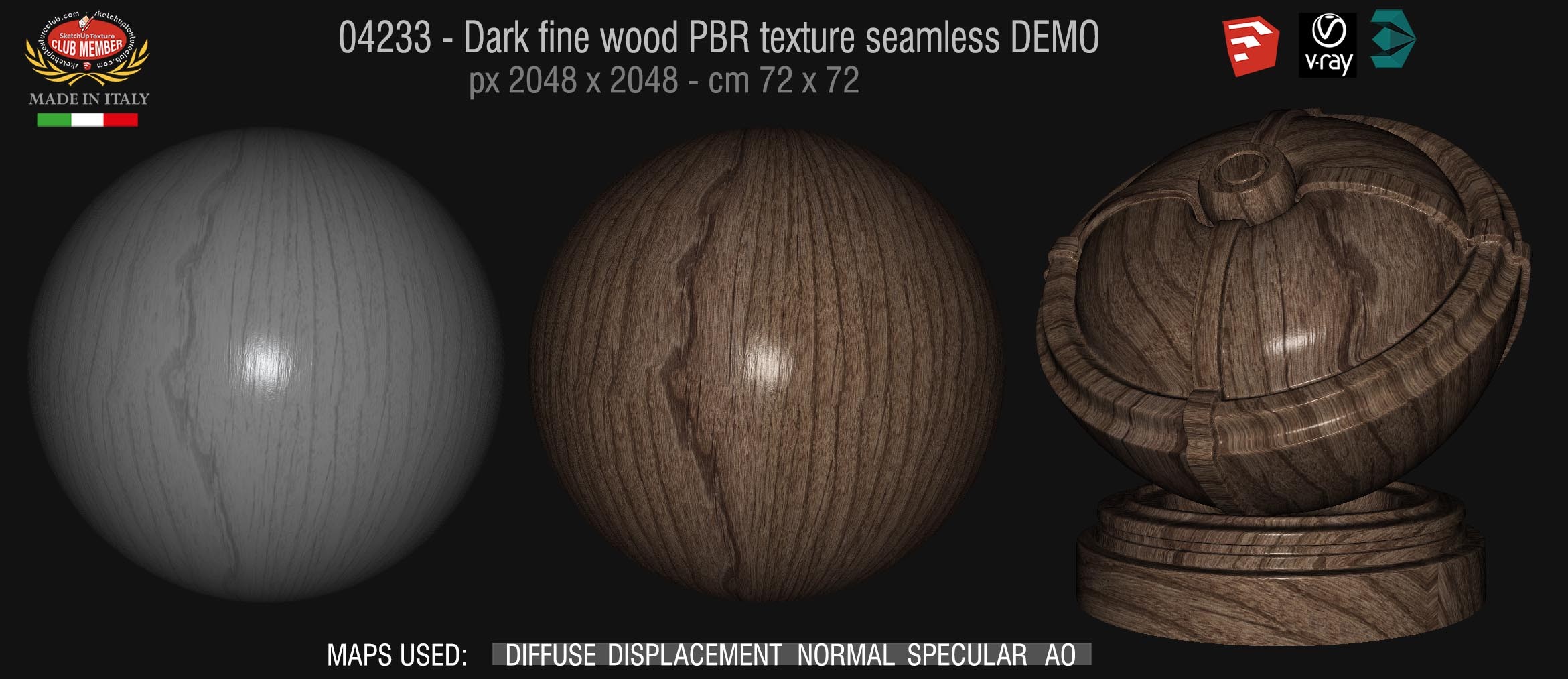 04233 Dark fine wood PBR texture seamless DEMO