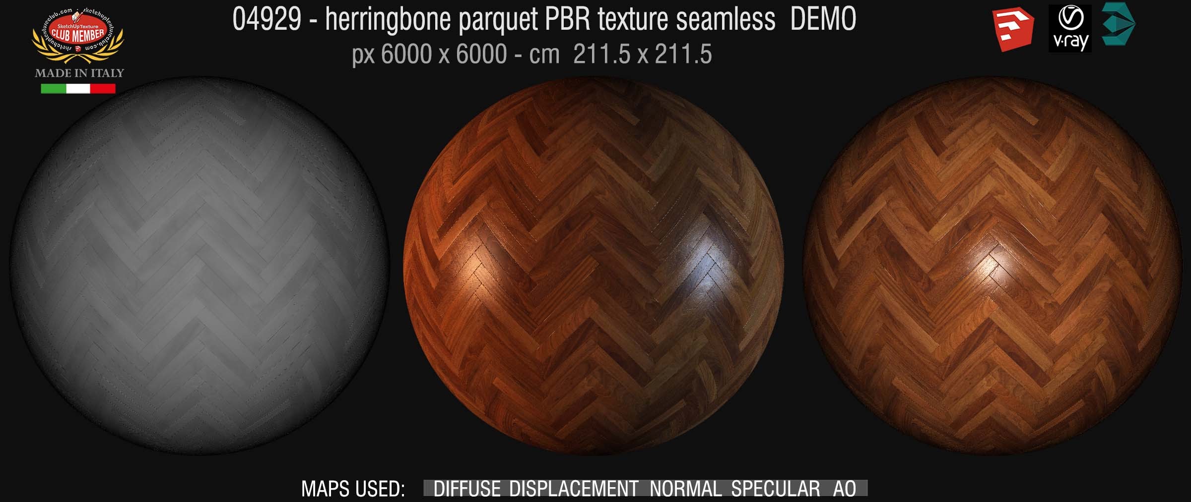 04929 Herringbone parquet PBR texture seamless DEMO