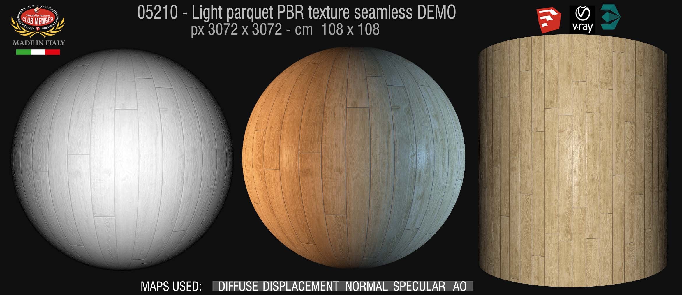 05210 Light parquet PBR texture seamless DEMO